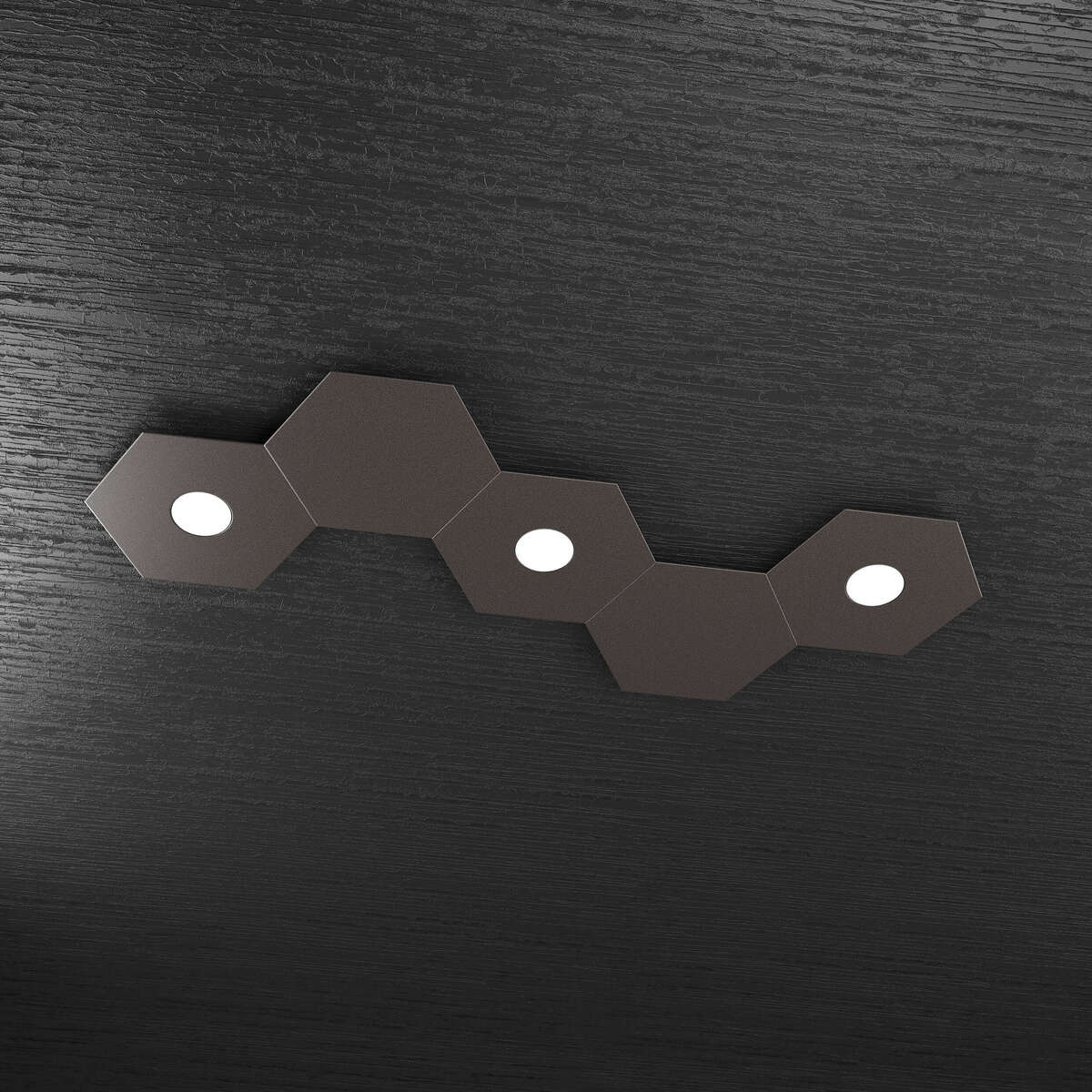 1142/3L2D-MA HEXAGON APPLIQUE/PLAFONIERA 3 LUCI + 2 DECORATIVO MARRONE