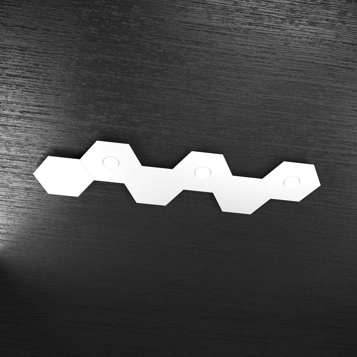 1142/3L3D-BI HEXAGON APPLIQUE/PLAFONIERA 3 LUCI + 3 DECORATIVO BIANCO