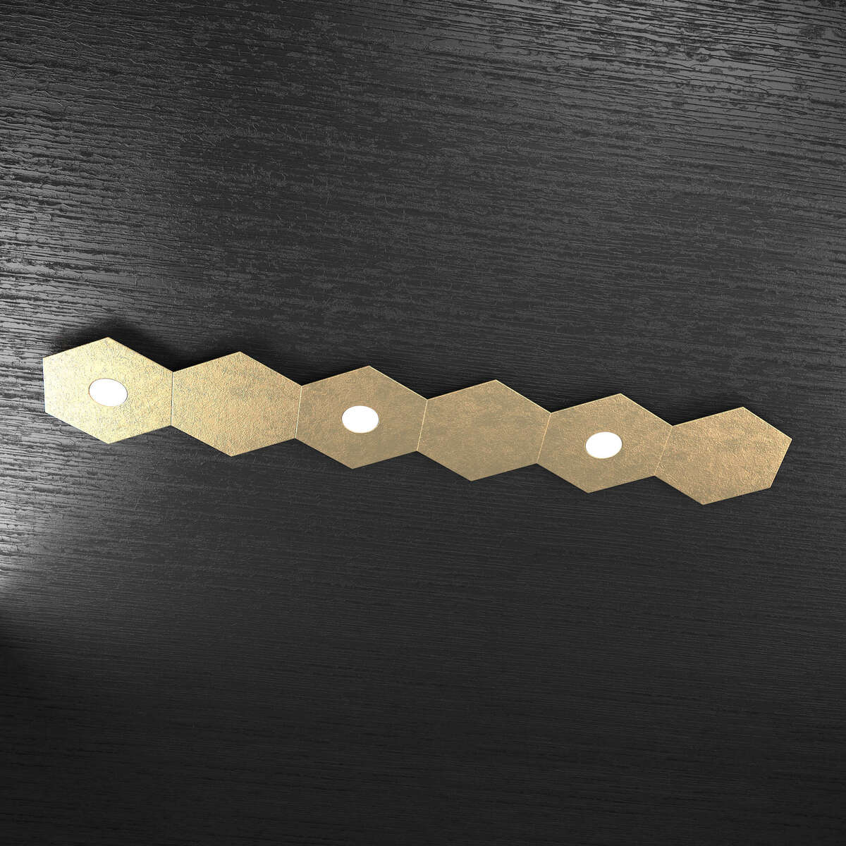1142/3L3D-FO HEXAGON APPLIQUE/PLAFONIERA 3 LUCI + 3 DECORATIVO FOGLIA ORO