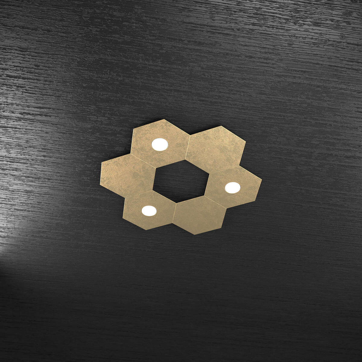 1142/3L3D-FO HEXAGON APPLIQUE/PLAFONIERA 3 LUCI + 3 DECORATIVO FOGLIA ORO