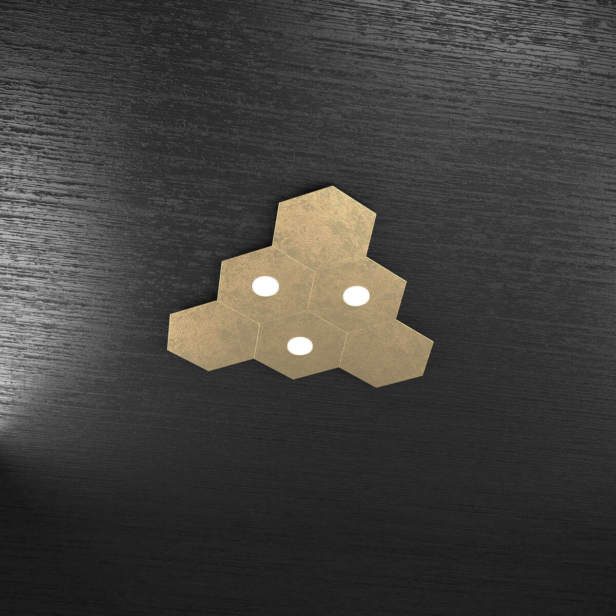 1142/3L3D-FO HEXAGON APPLIQUE/PLAFONIERA 3 LUCI + 3 DECORATIVO FOGLIA ORO