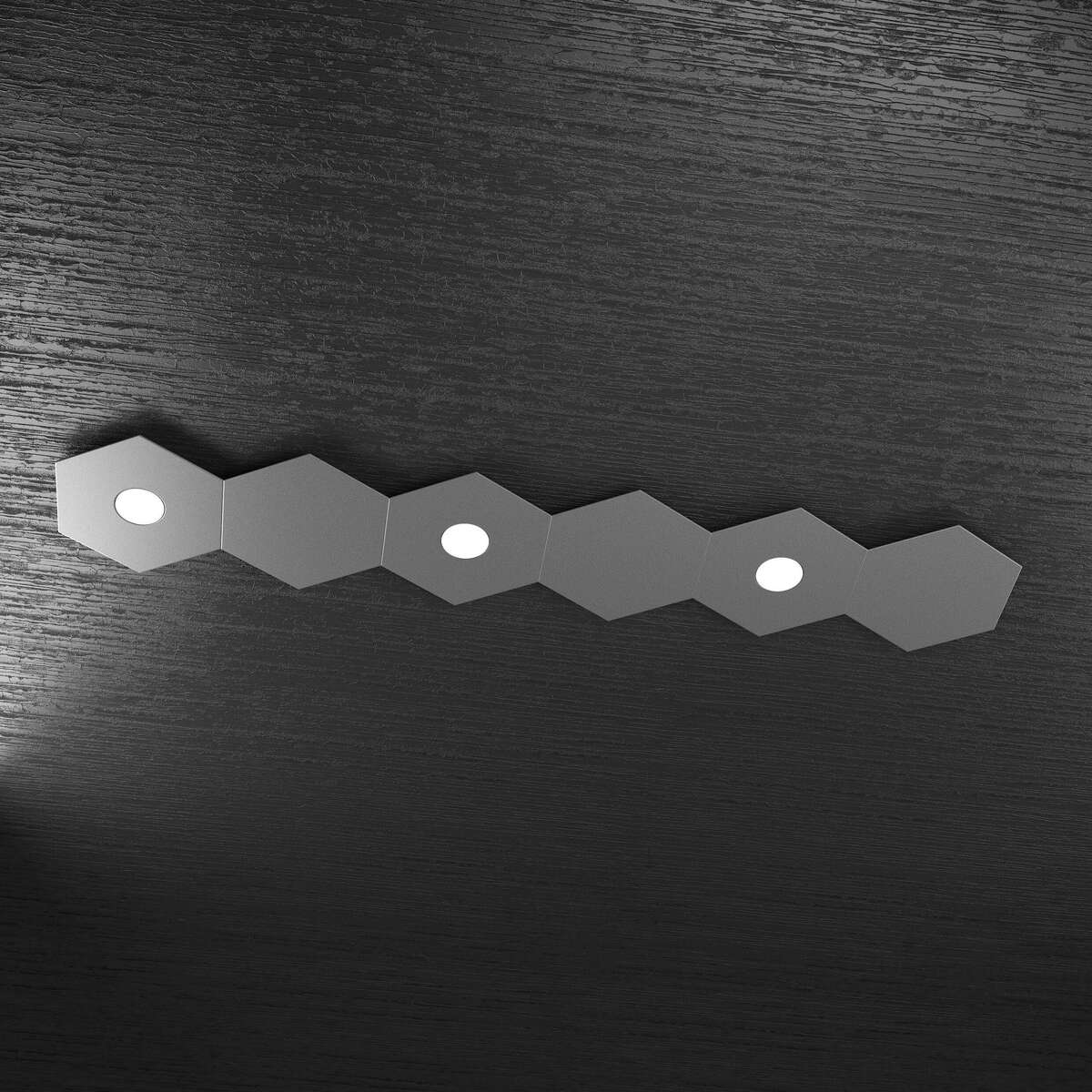 1142/3L3D-GA HEXAGON APPLIQUE/PLAFONIERA 3 LUCI + 3 DECORATIVO GRIGIO ANTRACITE