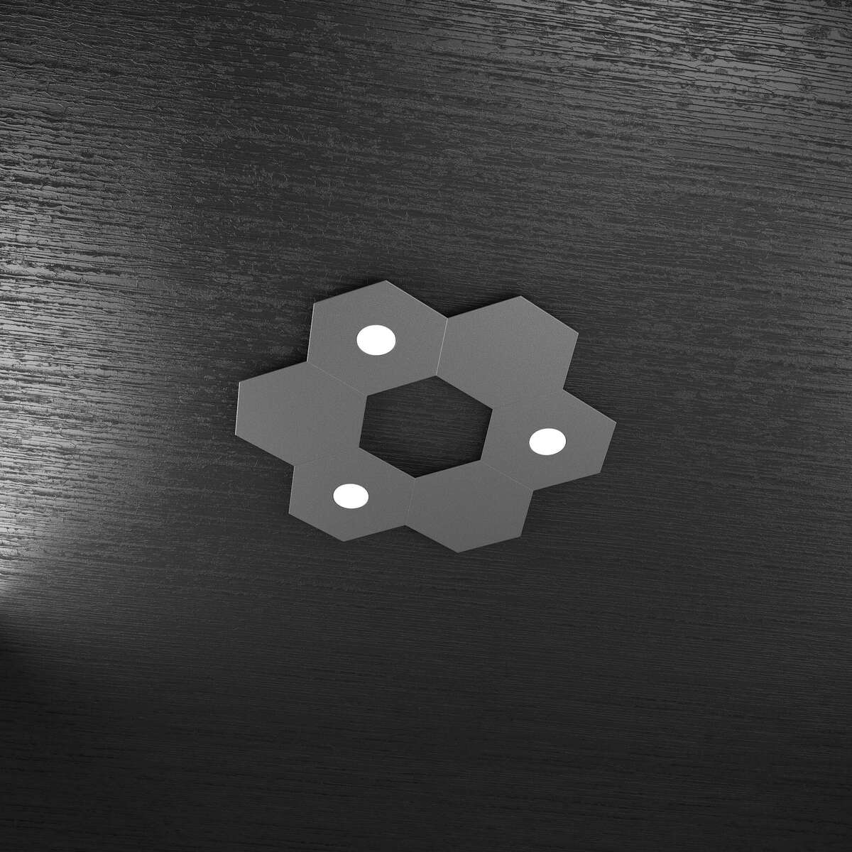 1142/3L3D-GA HEXAGON APPLIQUE/PLAFONIERA 3 LUCI + 3 DECORATIVO GRIGIO ANTRACITE