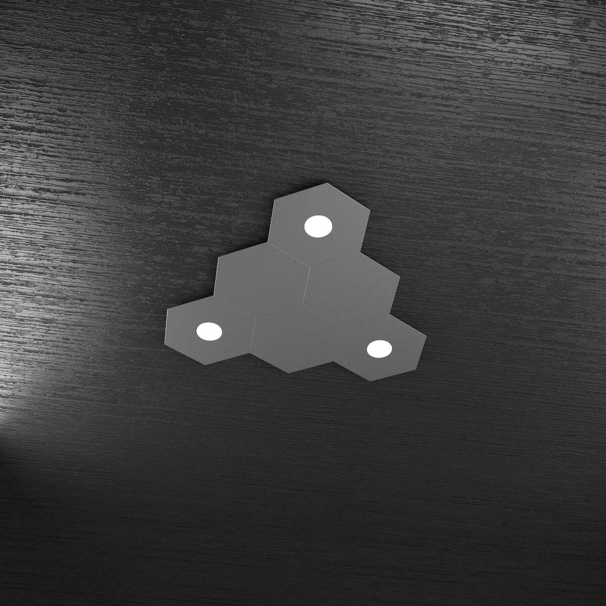 1142/3L3D-GA HEXAGON APPLIQUE/PLAFONIERA 3 LUCI + 3 DECORATIVO GRIGIO ANTRACITE
