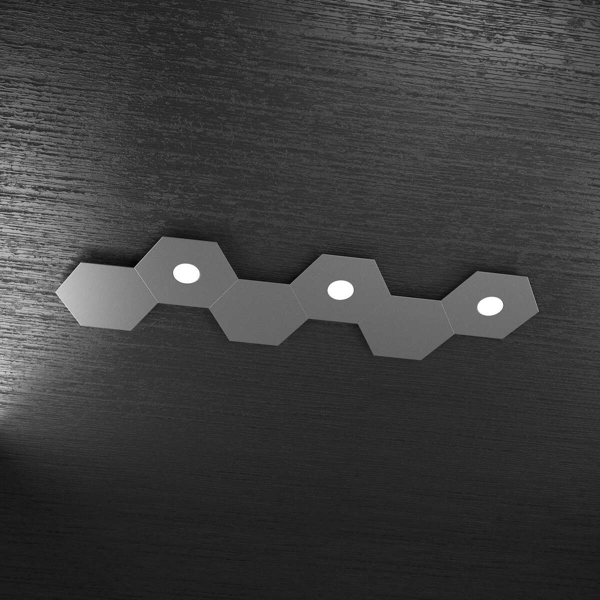 1142/3L3D-GA HEXAGON APPLIQUE/PLAFONIERA 3 LUCI + 3 DECORATIVO GRIGIO ANTRACITE