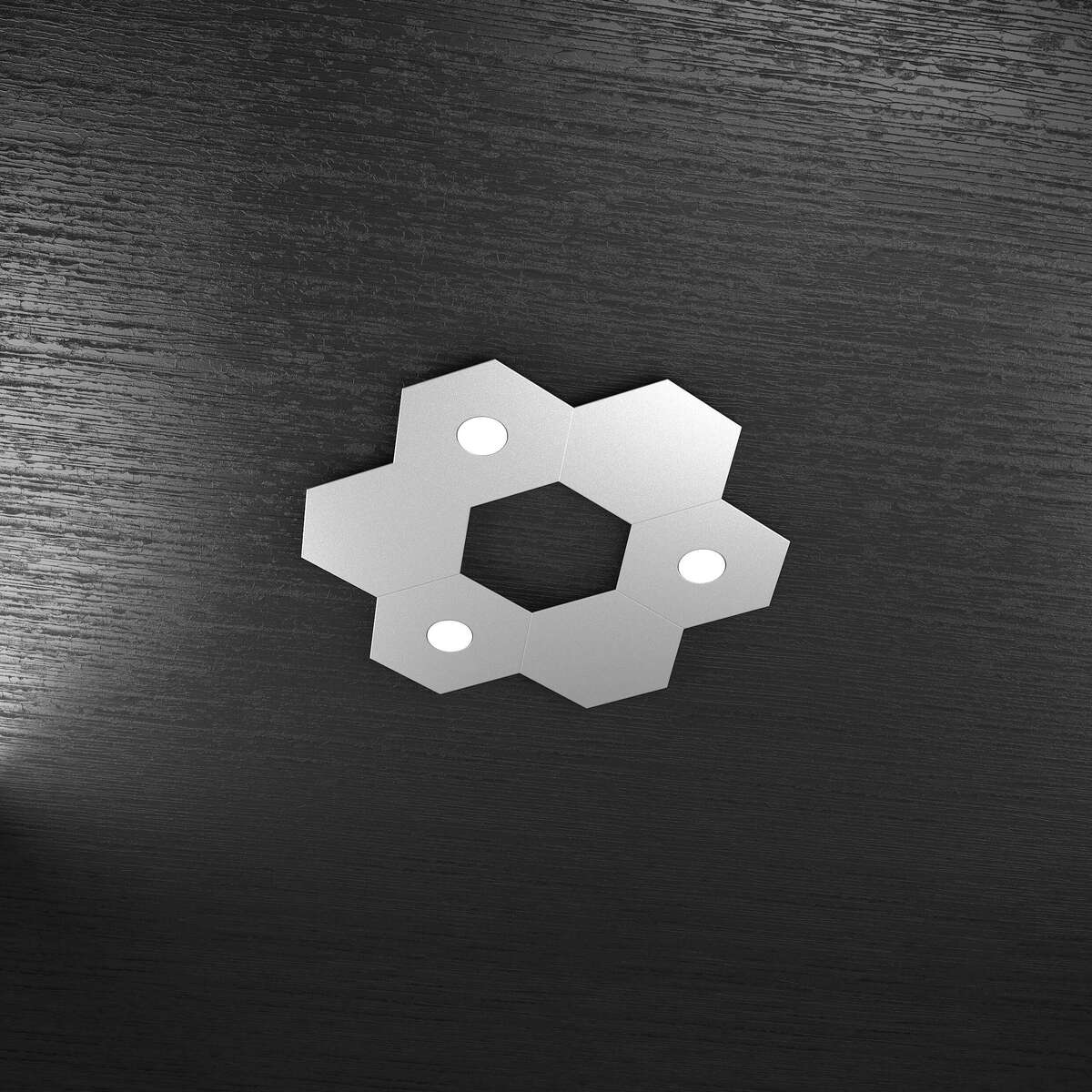 1142/3L3D-GR HEXAGON APPLIQUE/PLAFONIERA 3 LUCI + 3 DECORATIVO GRIGIO