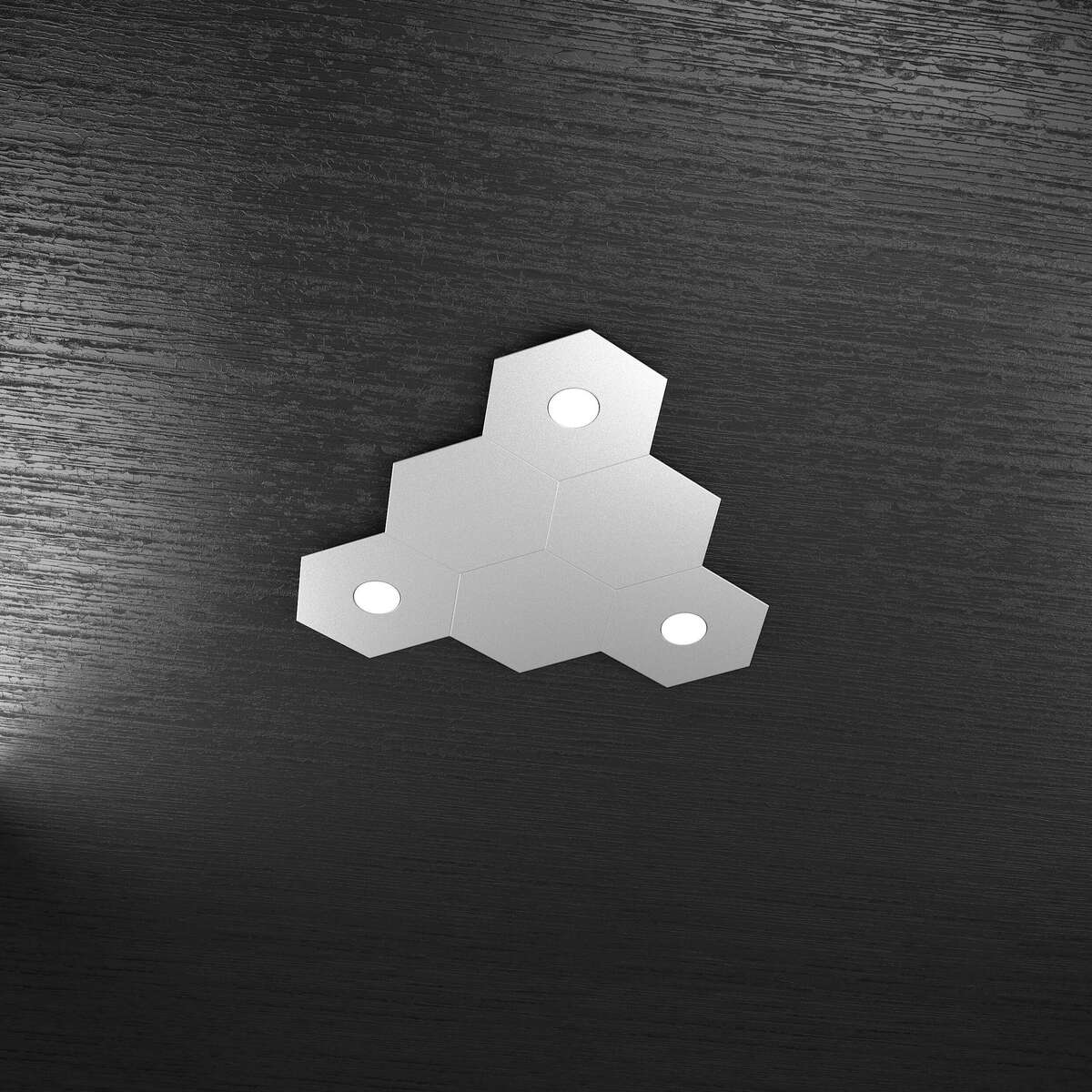 1142/3L3D-GR HEXAGON APPLIQUE/PLAFONIERA 3 LUCI + 3 DECORATIVO GRIGIO