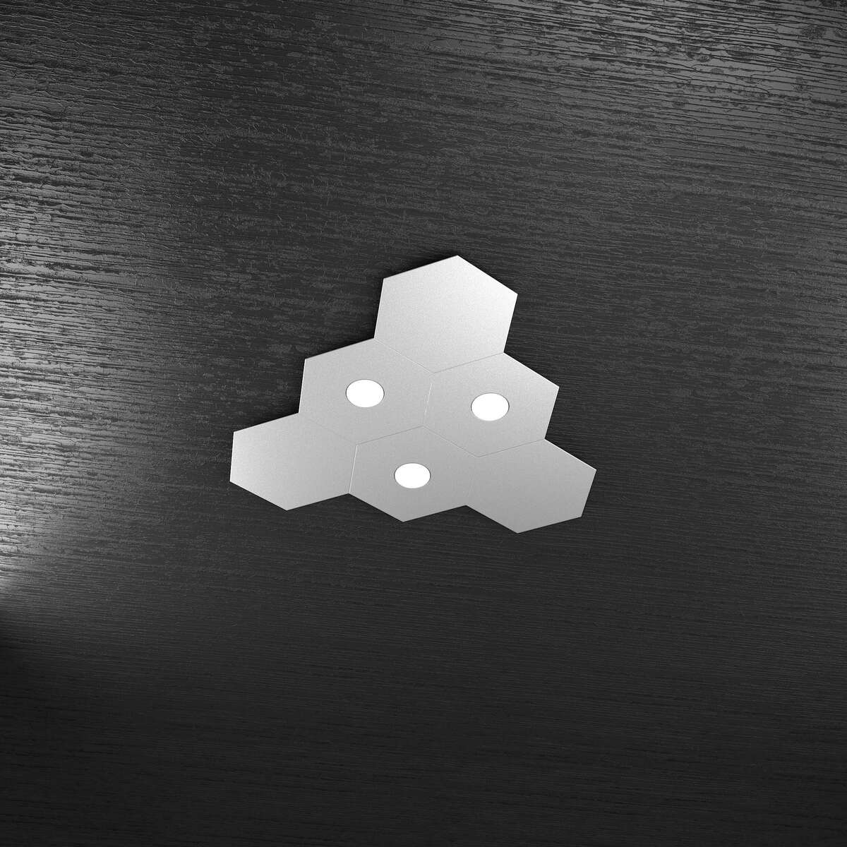 1142/3L3D-GR HEXAGON APPLIQUE/PLAFONIERA 3 LUCI + 3 DECORATIVO GRIGIO
