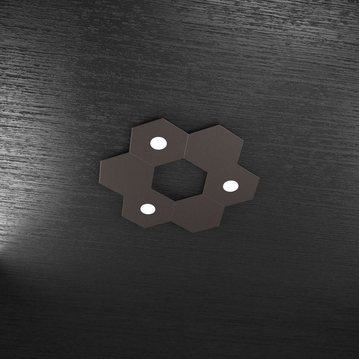 1142/3L3D-MA HEXAGON APPLIQUE/PLAFONIERA 3 LUCI + 3 DECORATIVO MARRONE
