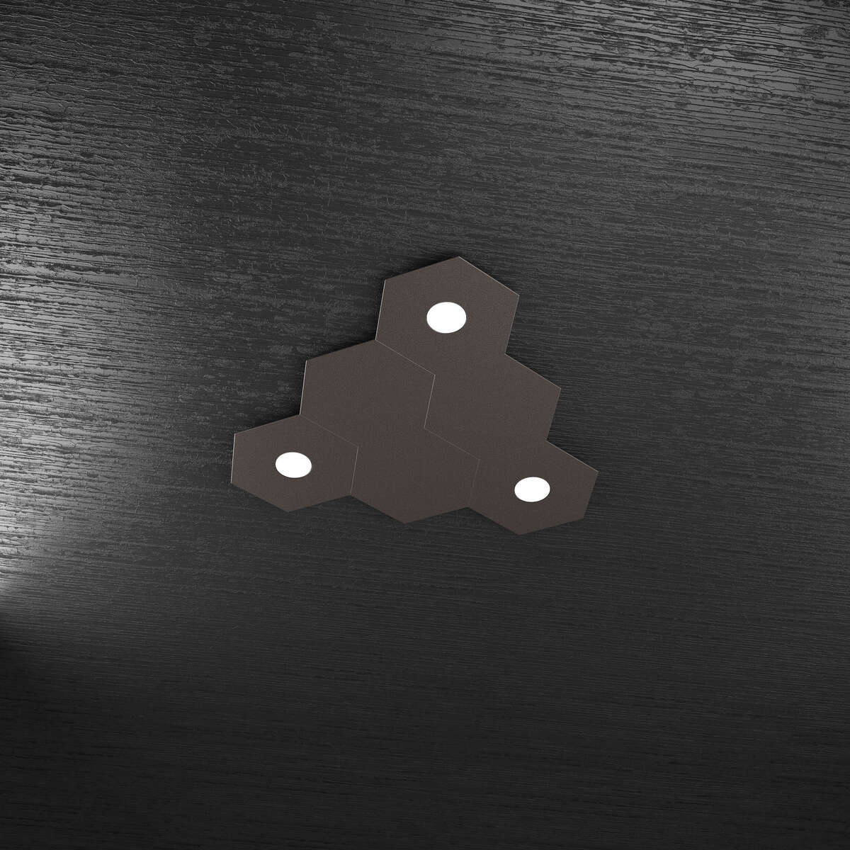 1142/3L3D-MA HEXAGON APPLIQUE/PLAFONIERA 3 LUCI + 3 DECORATIVO MARRONE