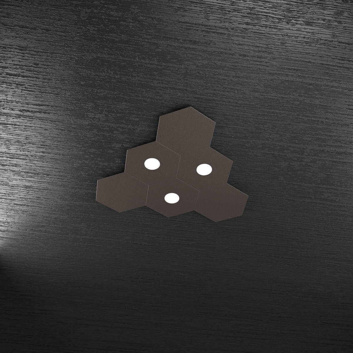 1142/3L3D-MA HEXAGON APPLIQUE/PLAFONIERA 3 LUCI + 3 DECORATIVO MARRONE