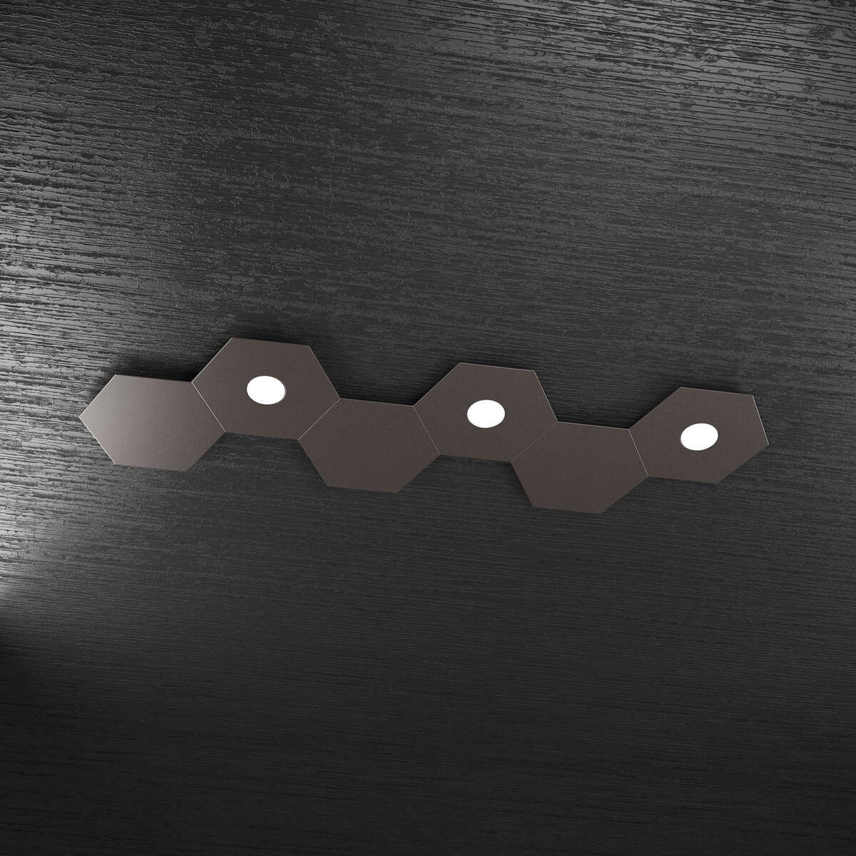 1142/3L3D-MA HEXAGON APPLIQUE/PLAFONIERA 3 LUCI + 3 DECORATIVO MARRONE