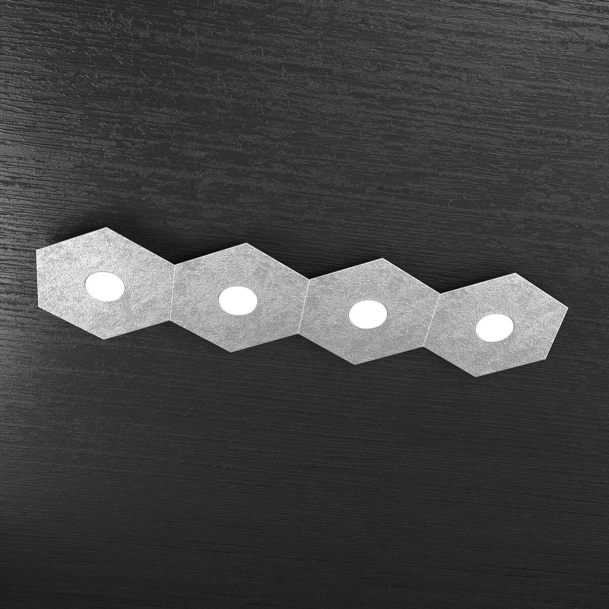 1142/4L-FA HEXAGON APPLIQUE/PLAFONIERA 4 LUCI FOGLIA ARGENTO