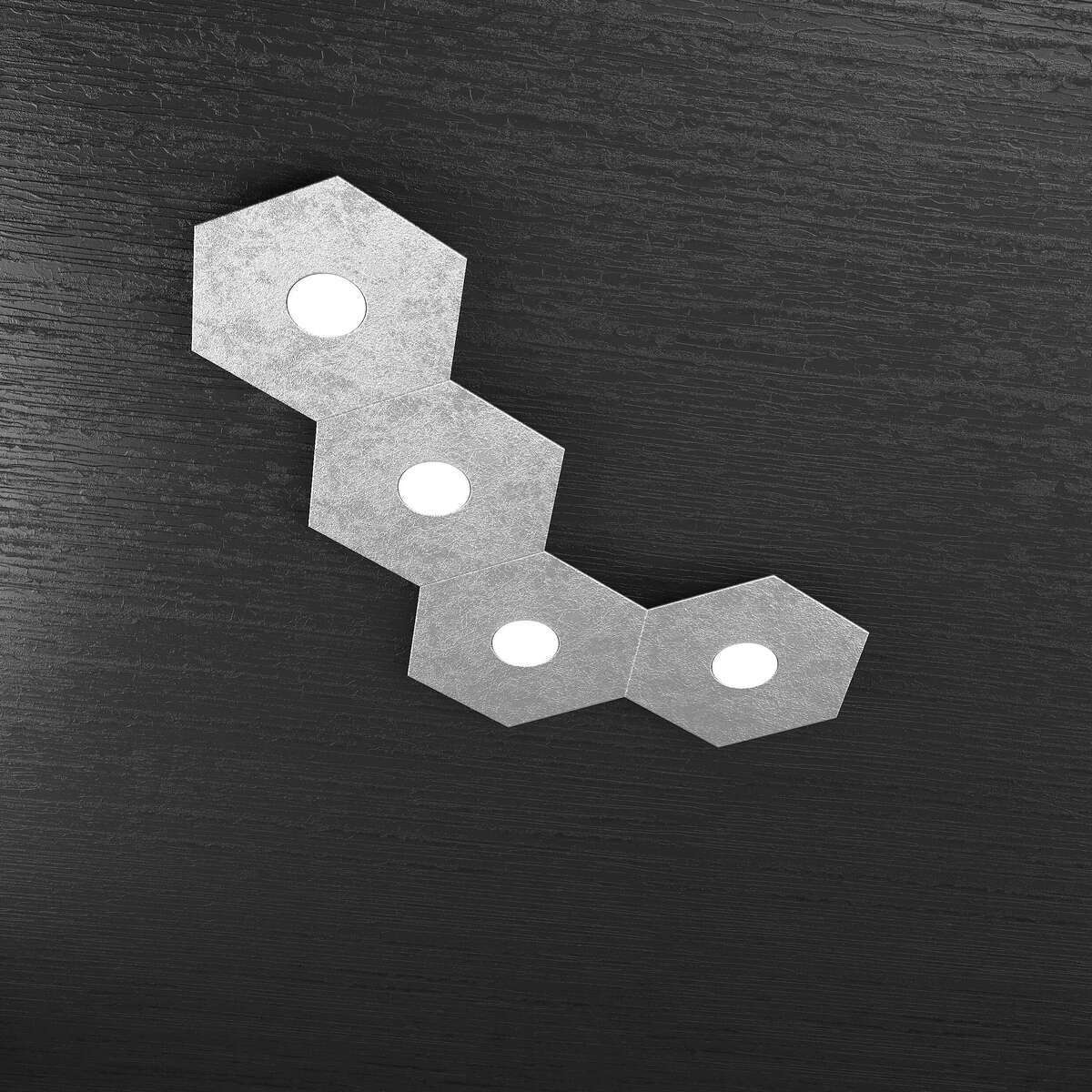 1142/4L-FA HEXAGON APPLIQUE/PLAFONIERA 4 LUCI FOGLIA ARGENTO