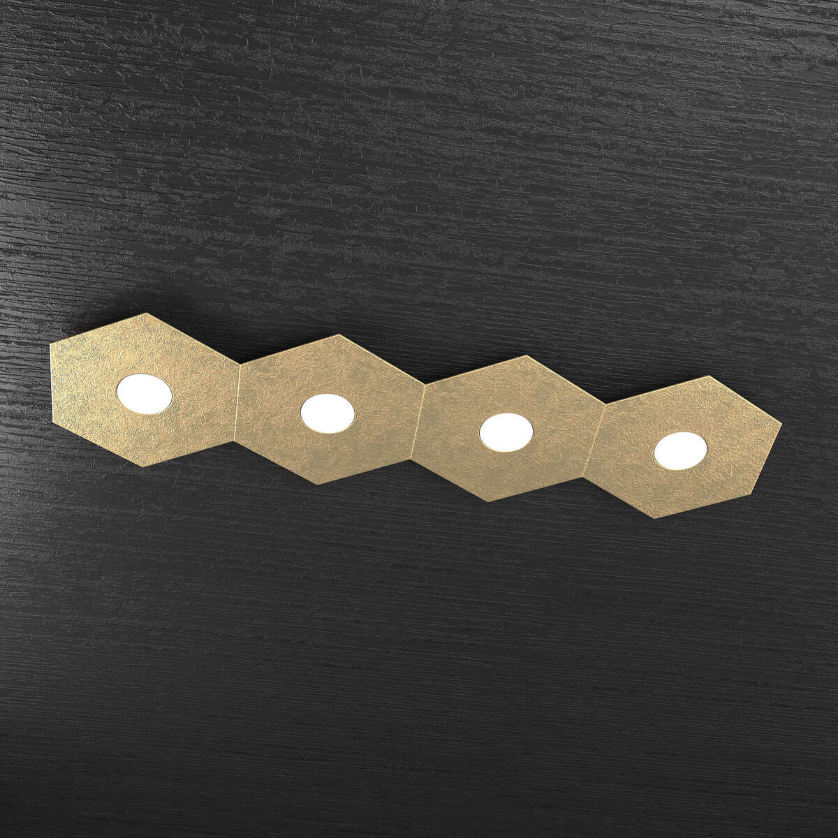 1142/4L-FO HEXAGON APPLIQUE/PLAFONIERA 4 LUCI FOGLIA ORO