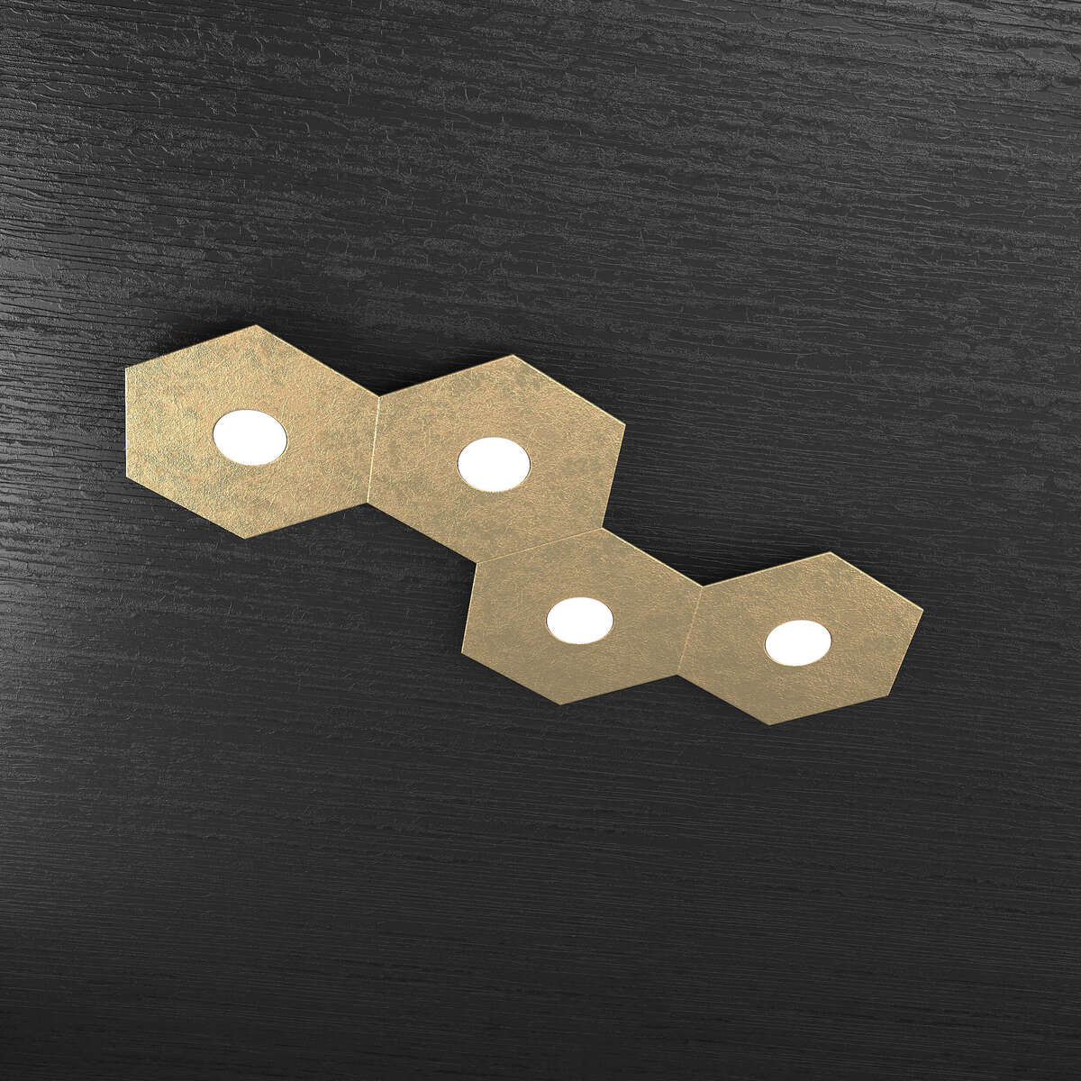 1142/4L-FO HEXAGON APPLIQUE/PLAFONIERA 4 LUCI FOGLIA ORO