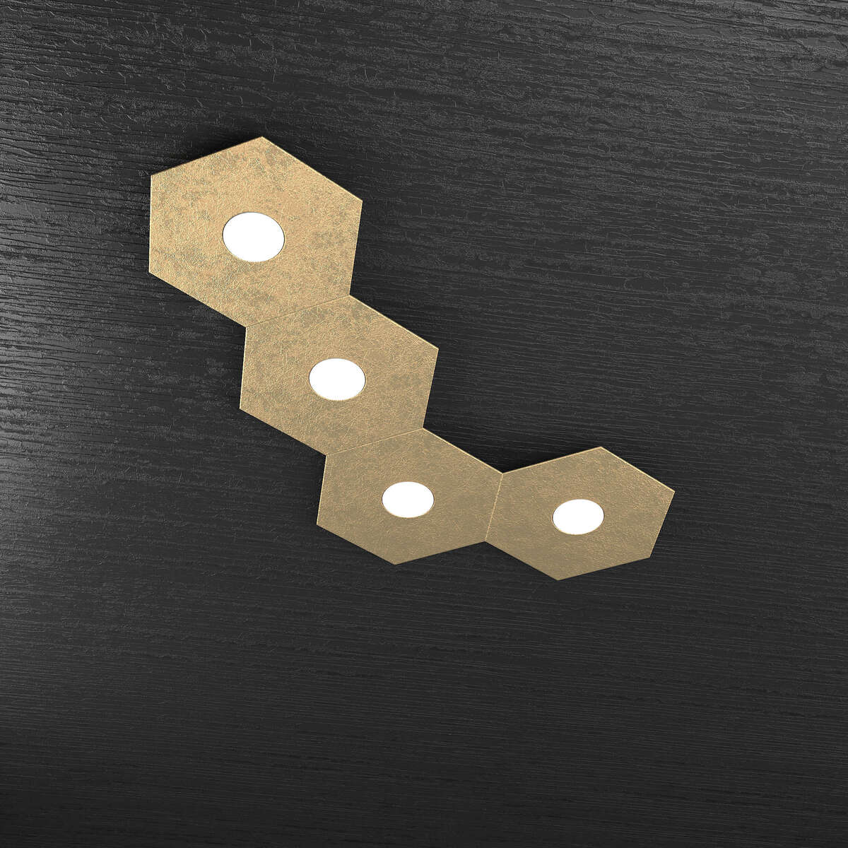 1142/4L-FO HEXAGON APPLIQUE/PLAFONIERA 4 LUCI FOGLIA ORO