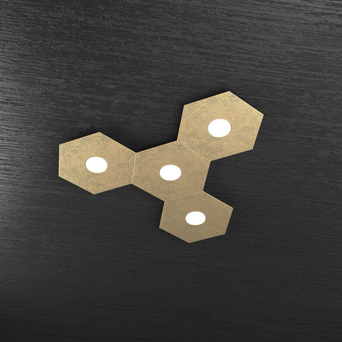 1142/4L-FO HEXAGON APPLIQUE/PLAFONIERA 4 LUCI FOGLIA ORO