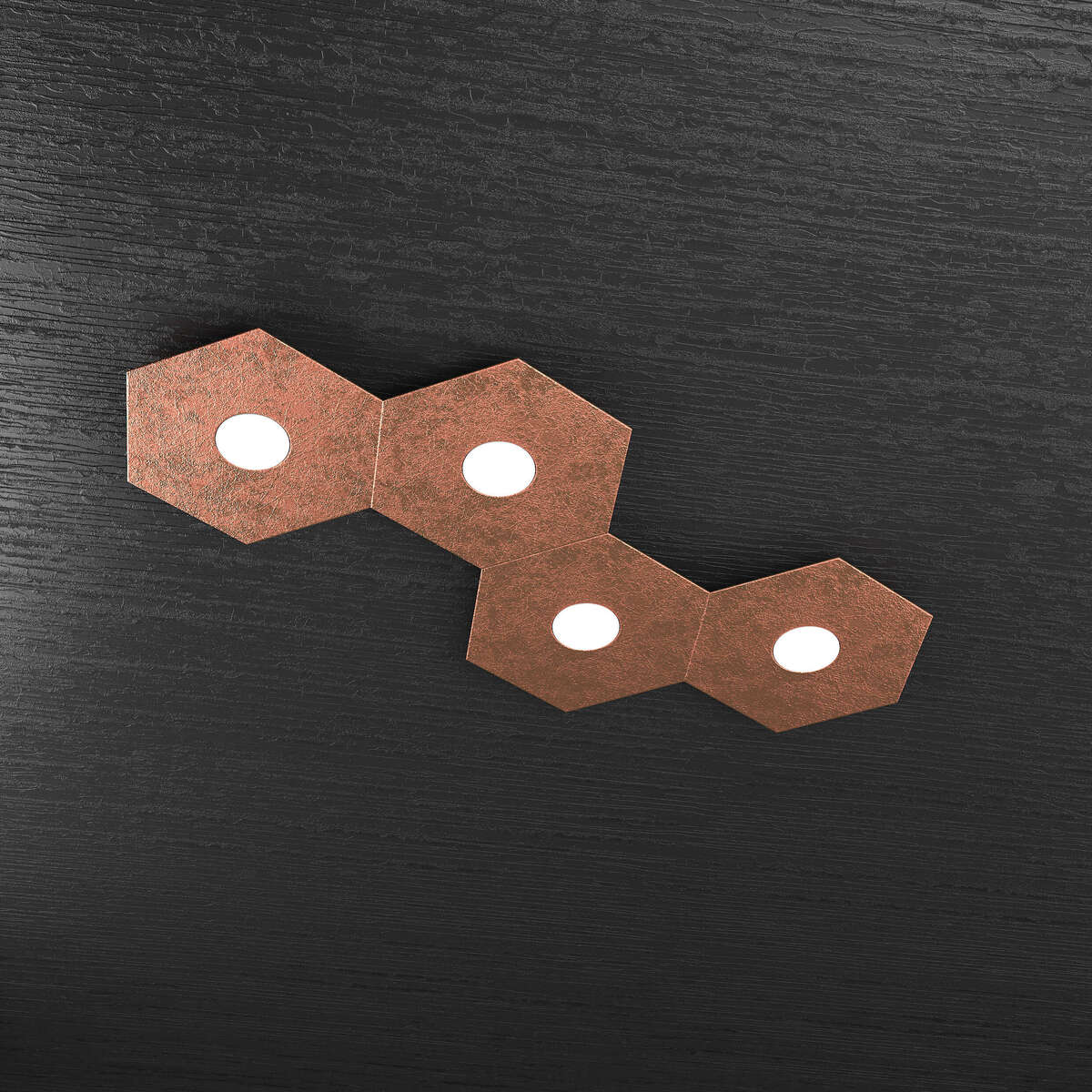 1142/4L-FR HEXAGON APPLIQUE/PLAFONIERA 4 LUCI FOGLIA RAME