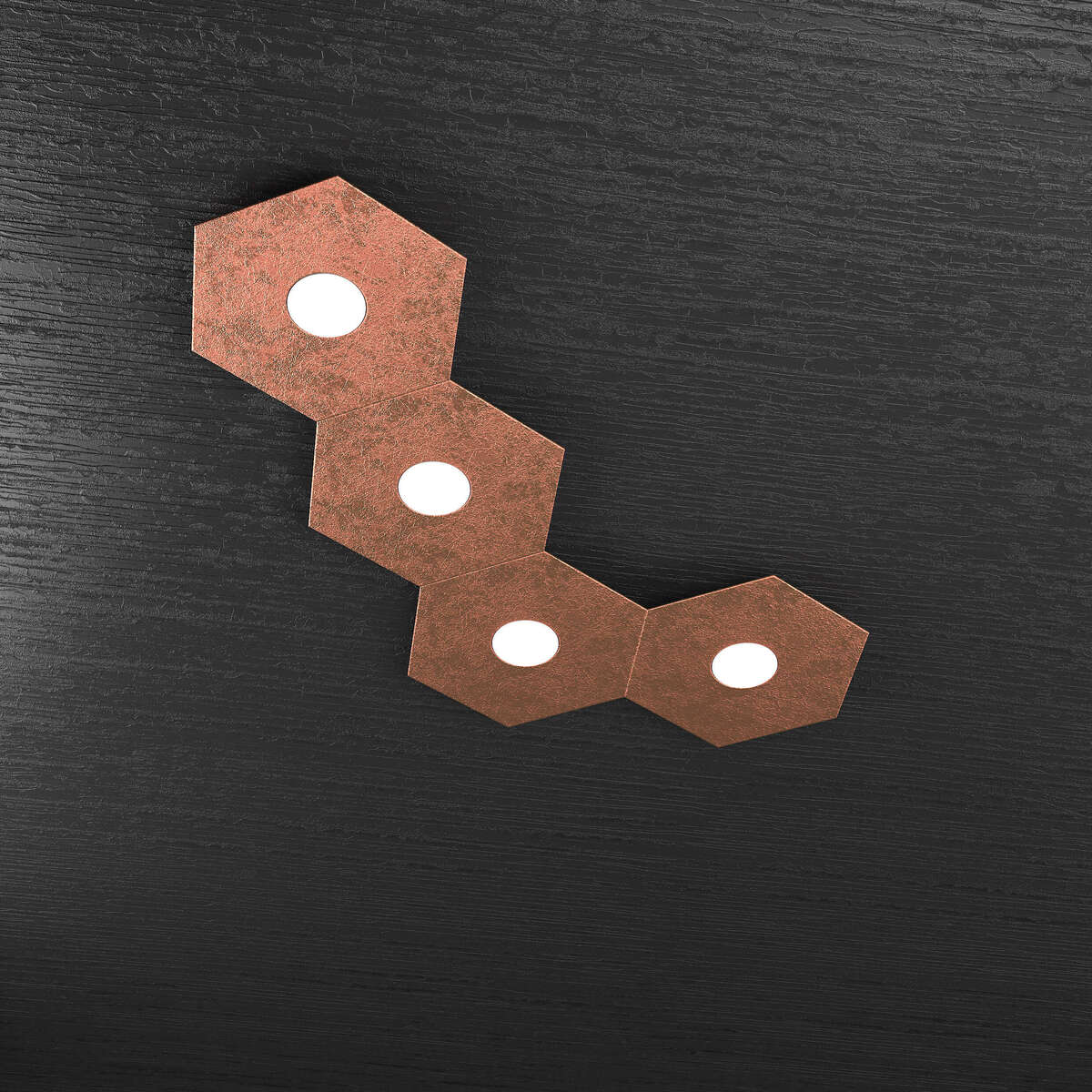 1142/4L-FR HEXAGON APPLIQUE/PLAFONIERA 4 LUCI FOGLIA RAME