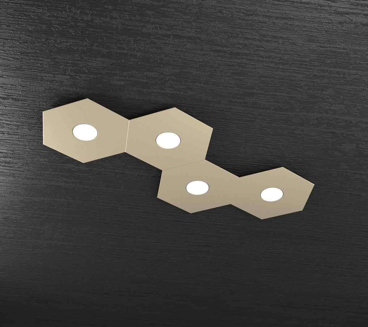 1142/4L-SA HEXAGON APPLIQUE/PLAFONIERA 4 LUCI SABBIA