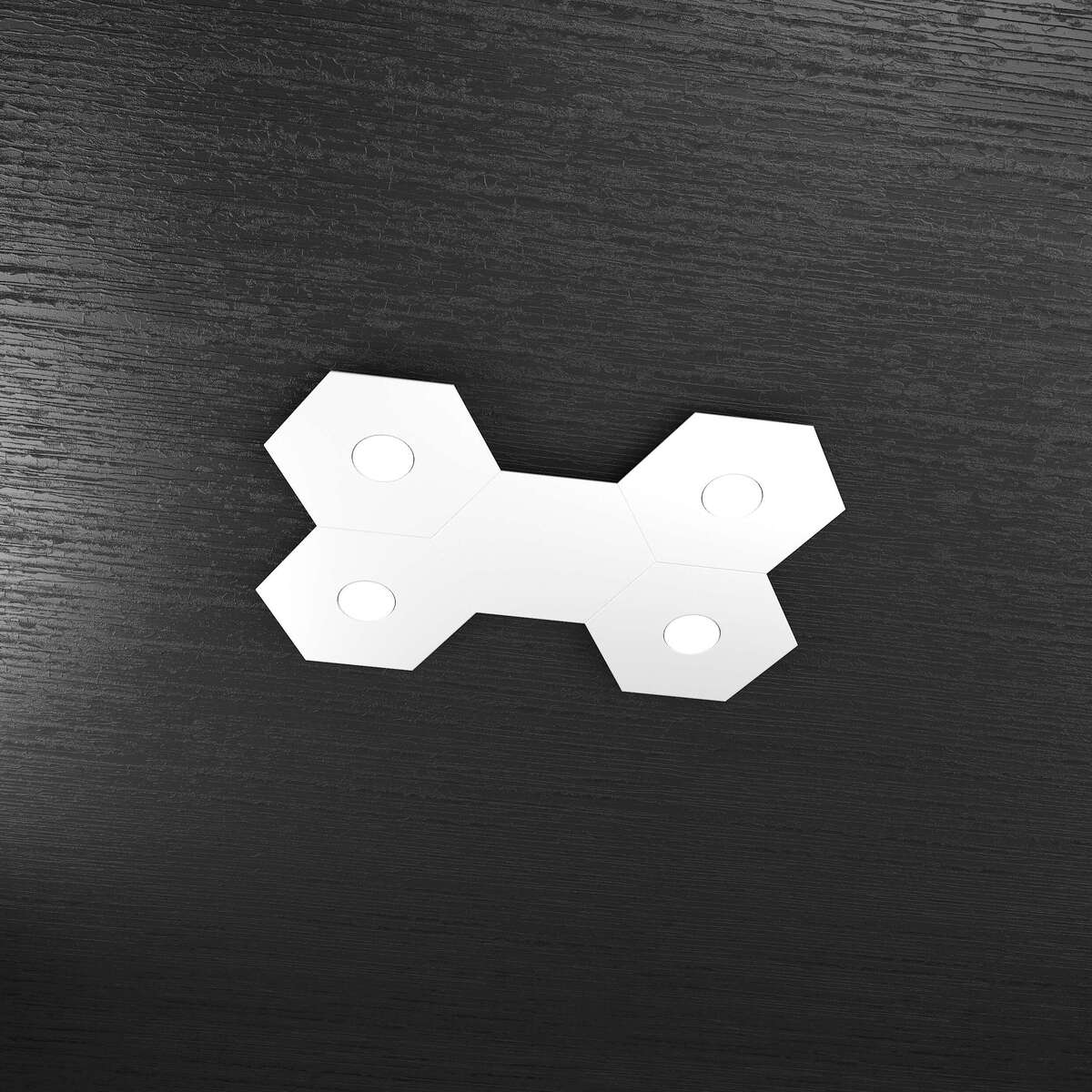 1142/4L1D-BI HEXAGON APPLIQUE/PLAFONIERA 4 LUCI + 1 DECORATIVO BIANCO