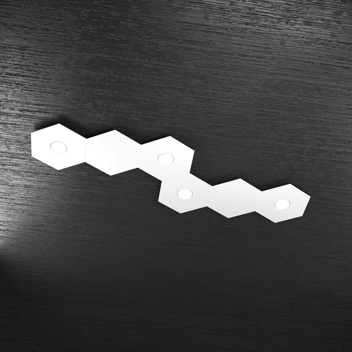 1142/4L2D-BI HEXAGON APPLIQUE/PLAFONIERA 4 LUCI + 2 DECORATIVO BIANCO