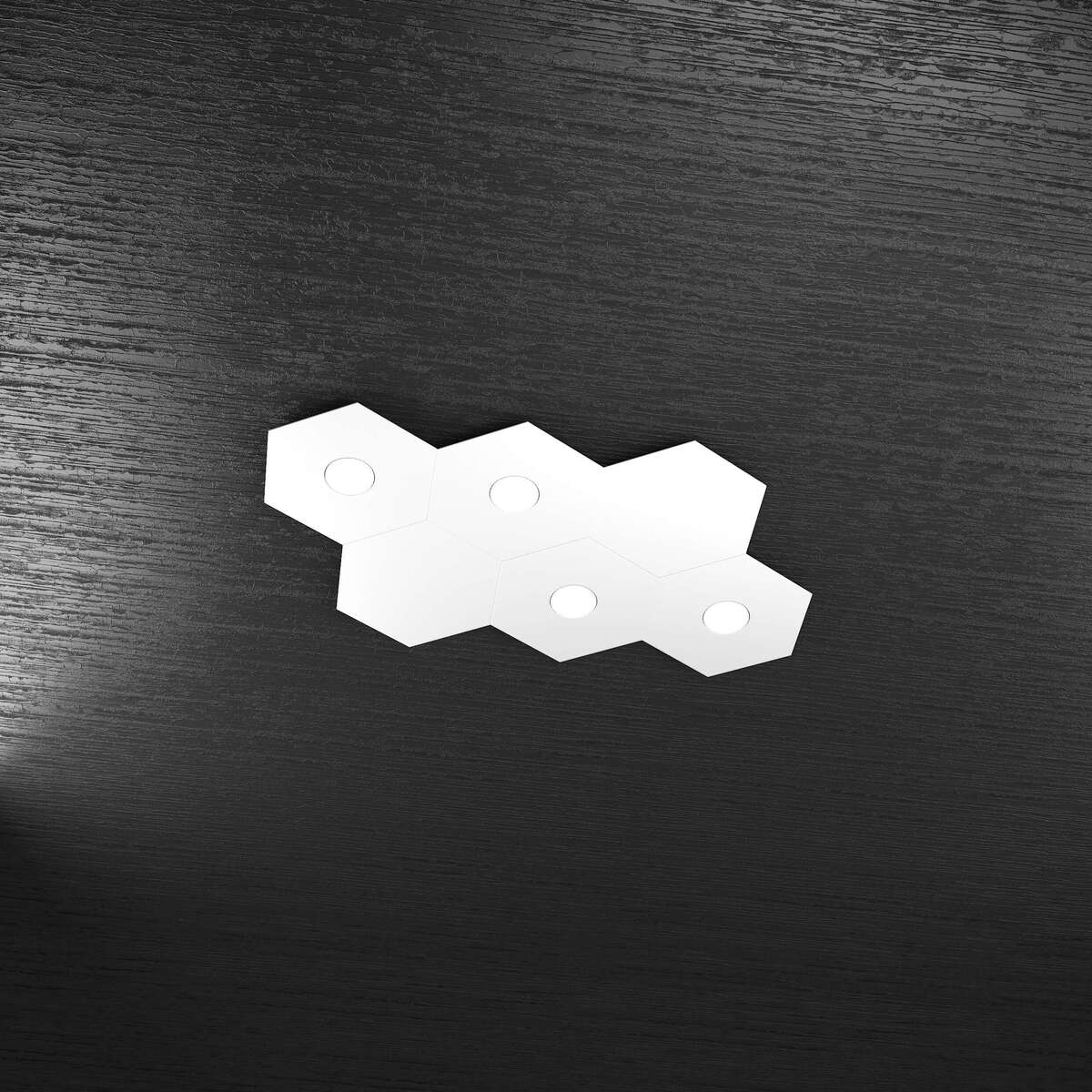 1142/4L2D-BI HEXAGON APPLIQUE/PLAFONIERA 4 LUCI + 2 DECORATIVO BIANCO