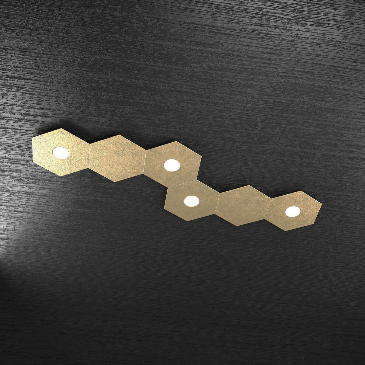 1142/4L2D-FO HEXAGON APPLIQUE/PLAFONIERA 4 LUCI + 2 DECORATIVO FOGLIA ORO