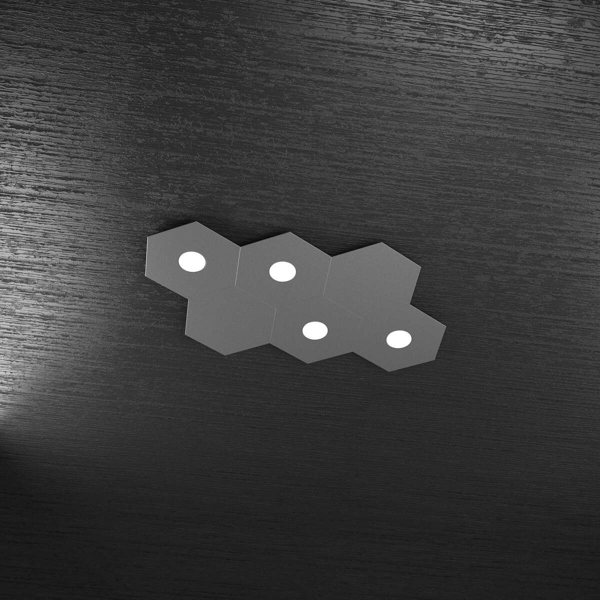 1142/4L2D-GA HEXAGON APPLIQUE/PLAFONIERA 4 LUCI + 2 DECORATIVO GRIGIO ANTRACITE
