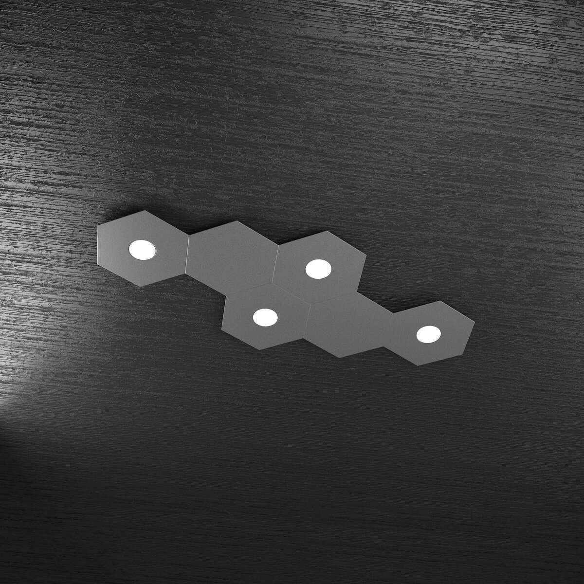 1142/4L2D-GA HEXAGON APPLIQUE/PLAFONIERA 4 LUCI + 2 DECORATIVO GRIGIO ANTRACITE