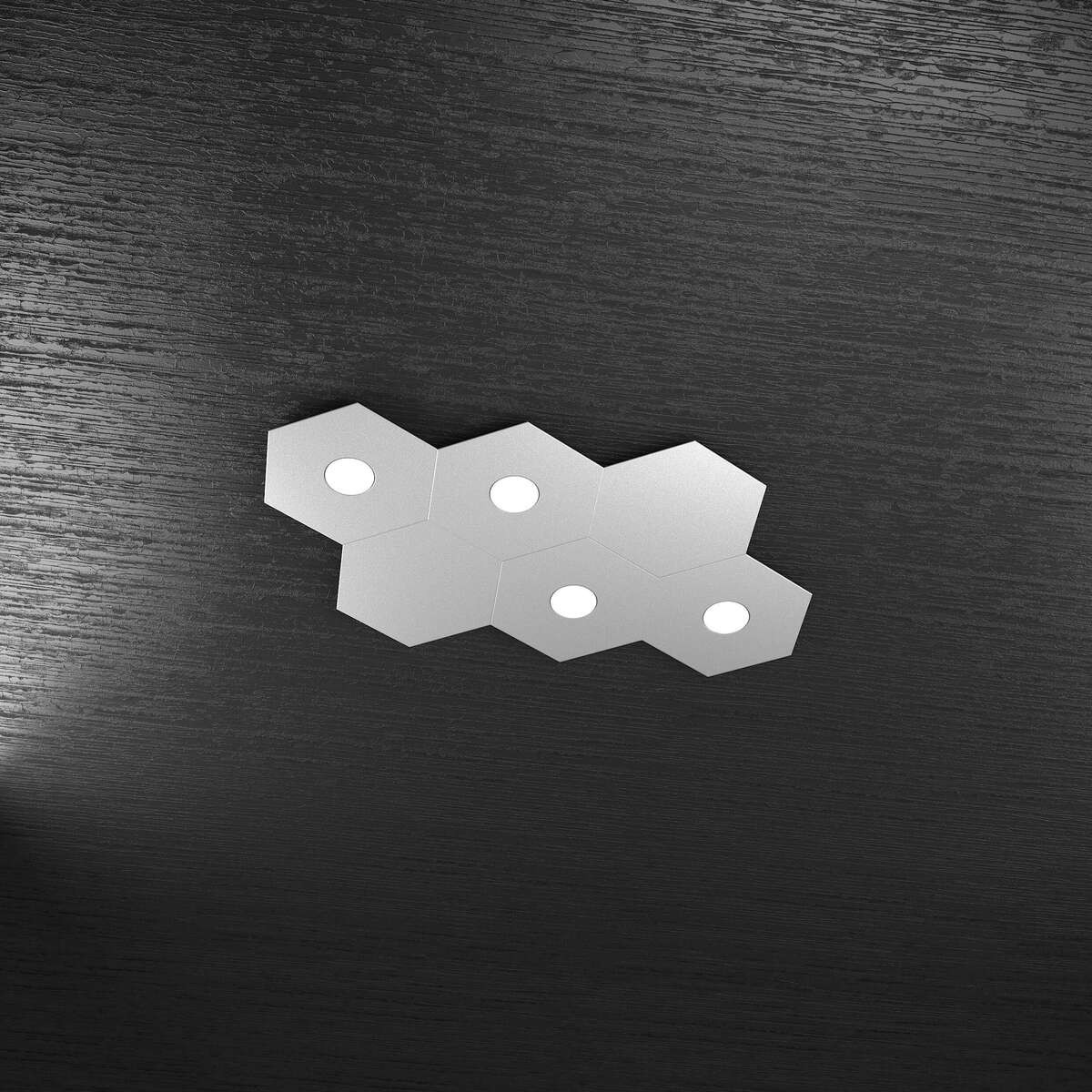 1142/4L2D-GR HEXAGON APPLIQUE/PLAFONIERA 4 LUCI + 2 DECORATIVO GRIGIO