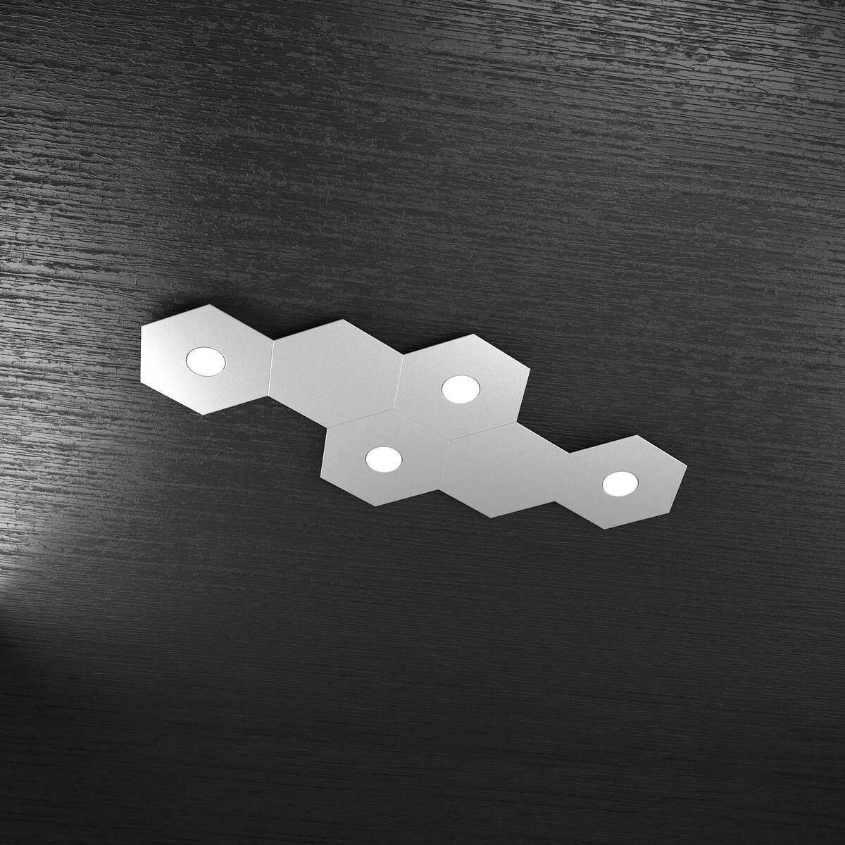 1142/4L2D-GR HEXAGON APPLIQUE/PLAFONIERA 4 LUCI + 2 DECORATIVO GRIGIO