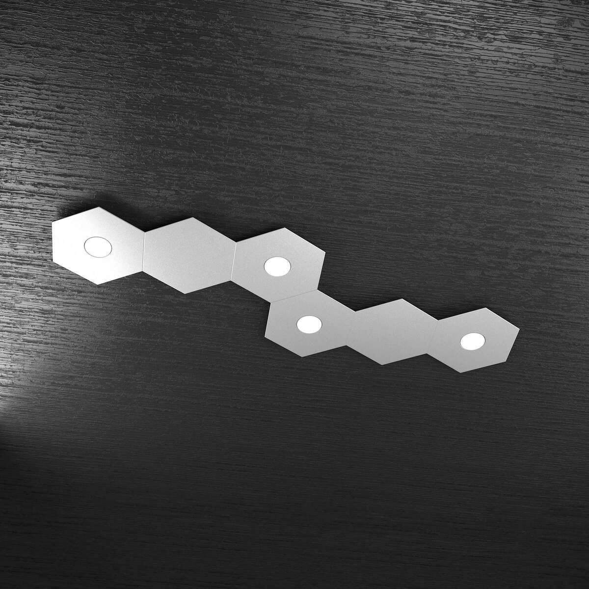1142/4L2D-GR HEXAGON APPLIQUE/PLAFONIERA 4 LUCI + 2 DECORATIVO GRIGIO