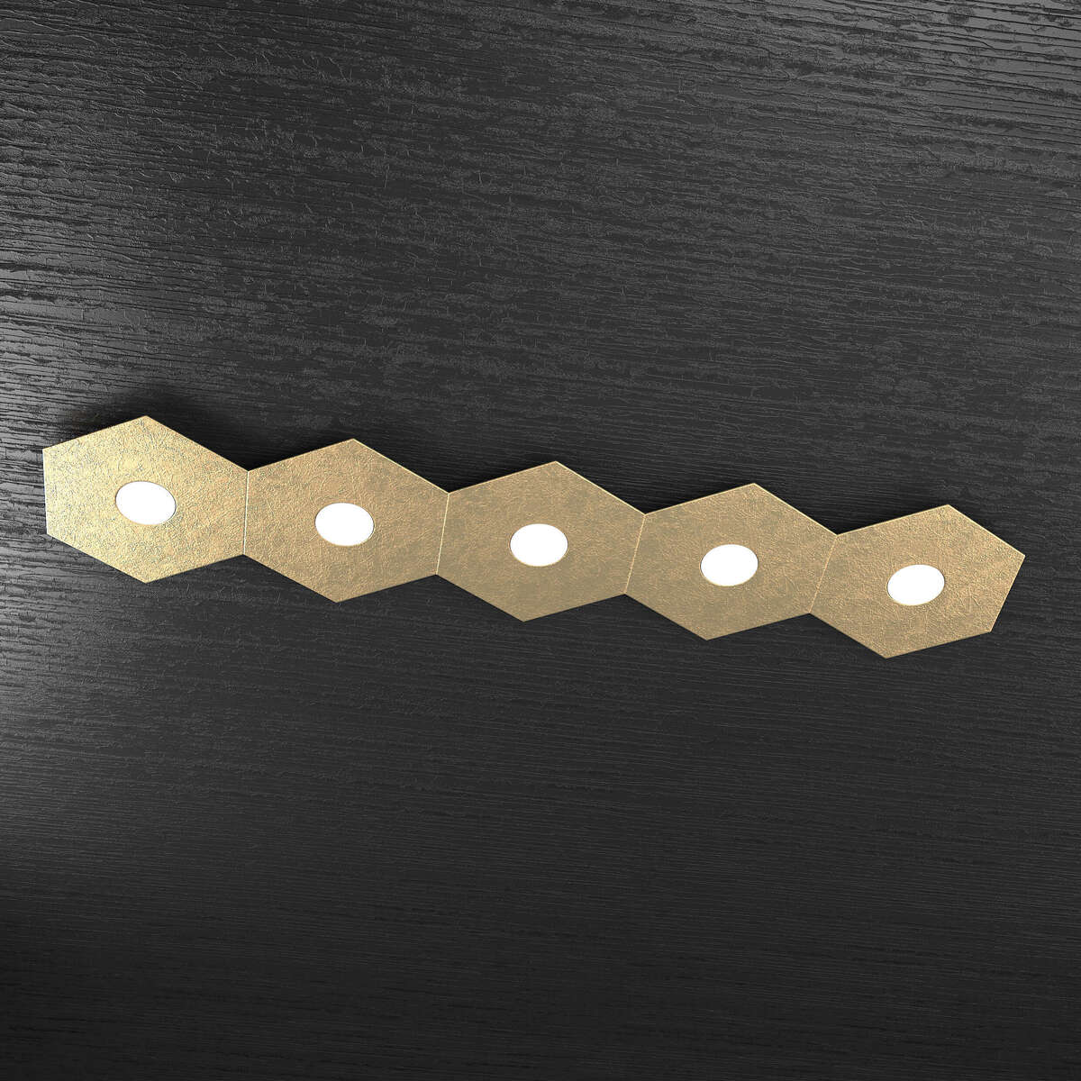 1142/5L-FO HEXAGON APPLIQUE/PLAFONIERA 5 LUCI FOGLIA ORO