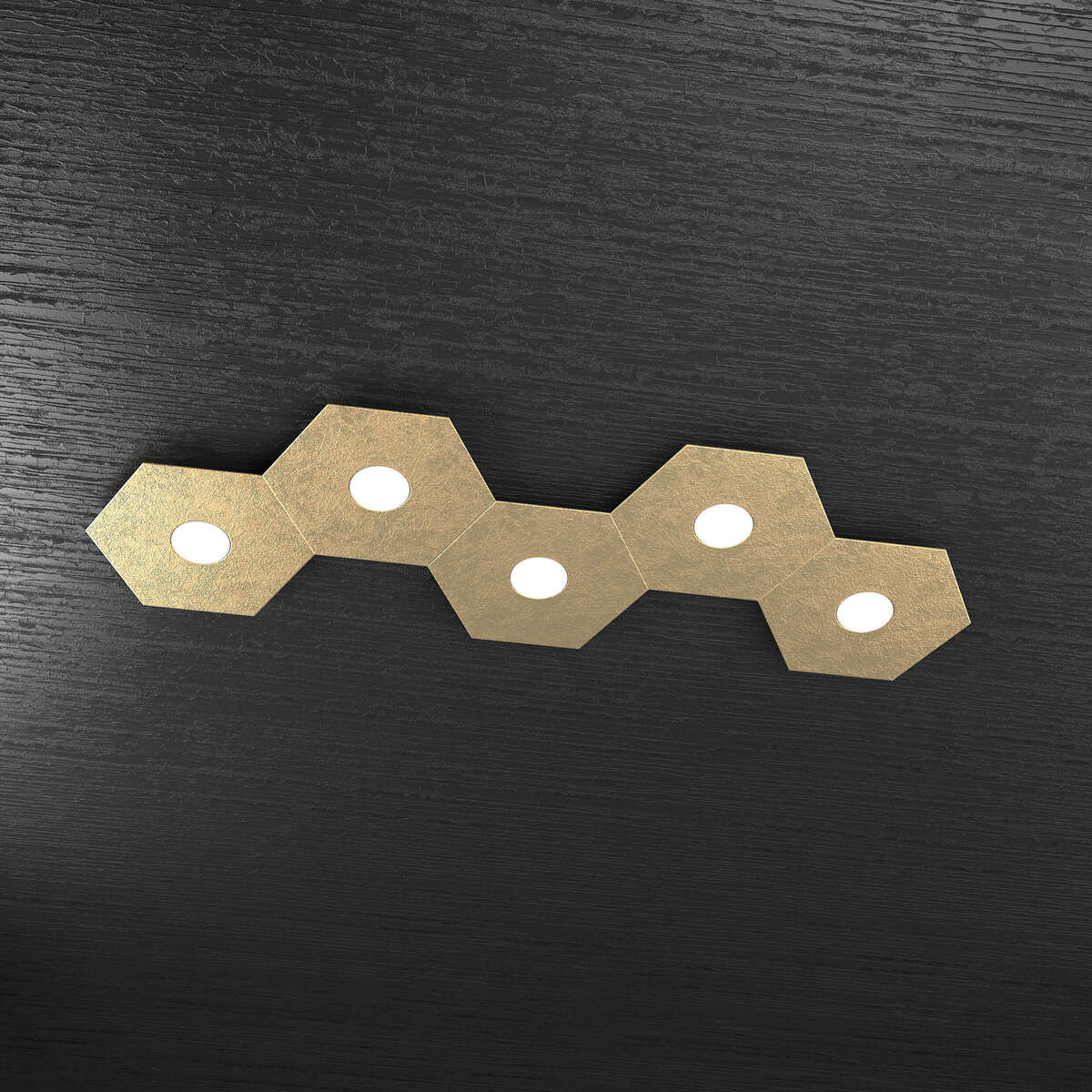 1142/5L-FO HEXAGON APPLIQUE/PLAFONIERA 5 LUCI FOGLIA ORO