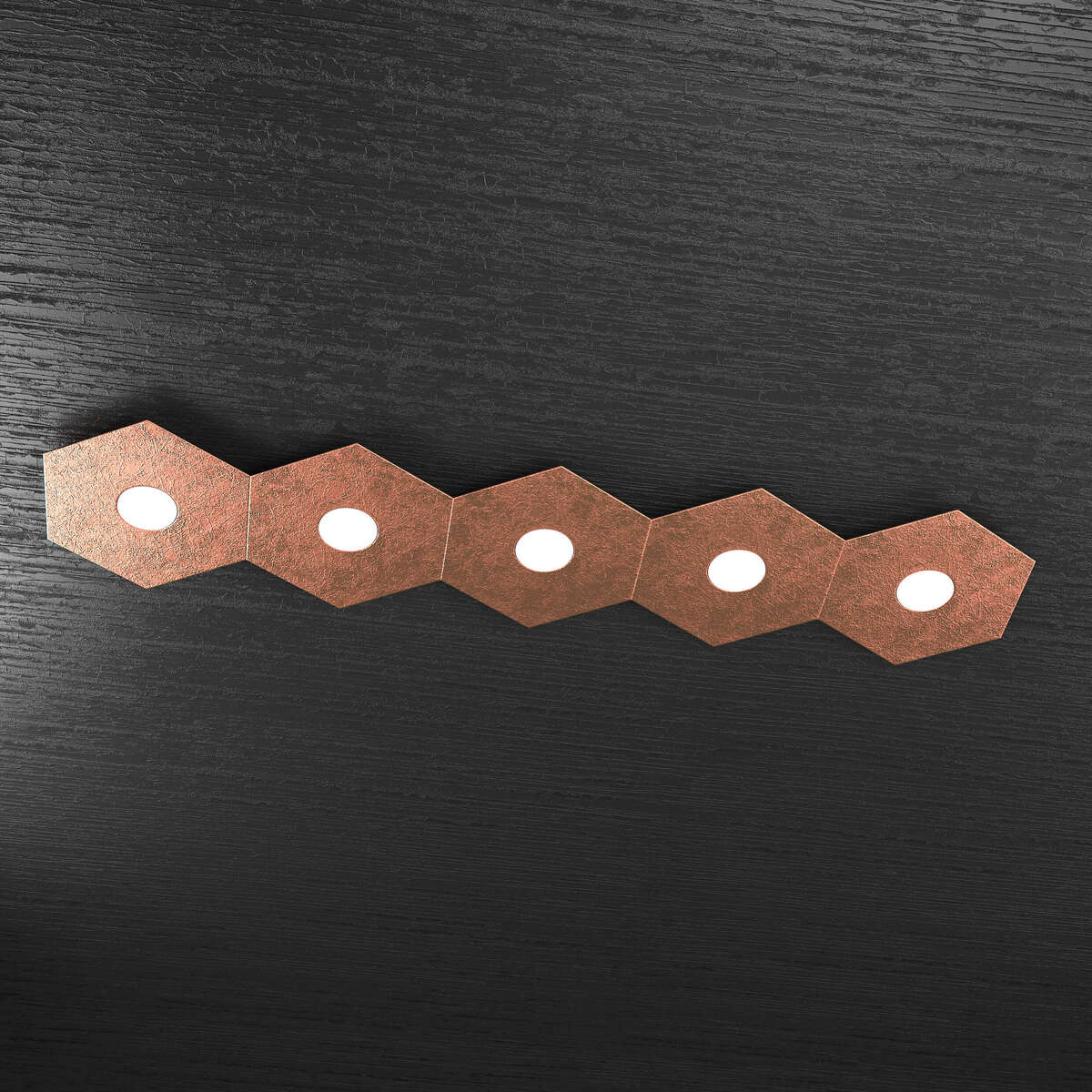 1142/5L-FR HEXAGON APPLIQUE/PLAFONIERA 5 LUCI FOGLIA RAME