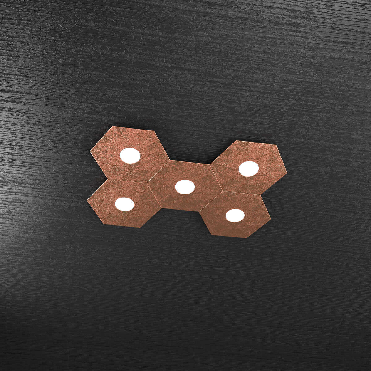 1142/5L-FR HEXAGON APPLIQUE/PLAFONIERA 5 LUCI FOGLIA RAME