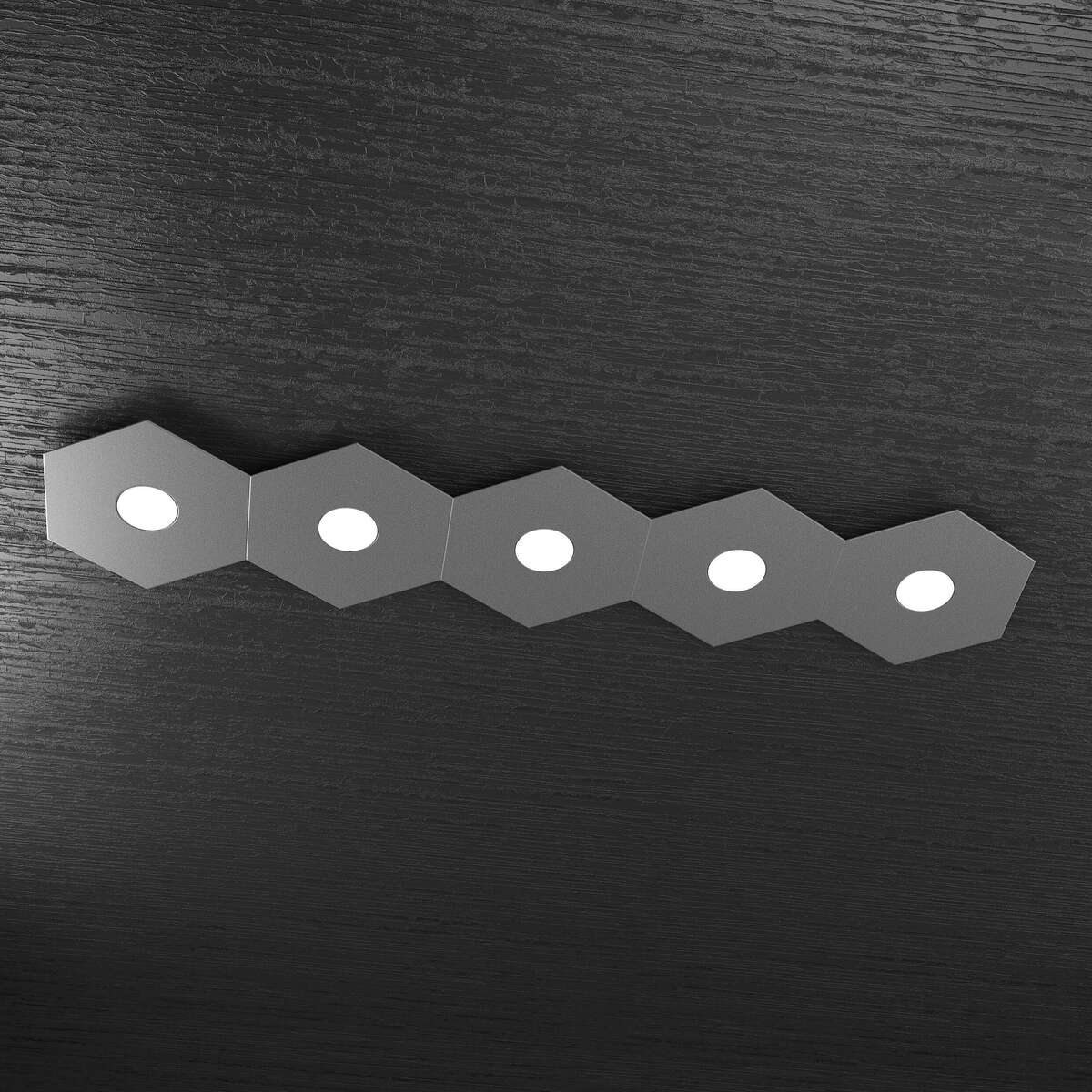 1142/5L-GA HEXAGON APPLIQUE/PLAFONIERA 5 LUCI GRIGIO ANTRACITE