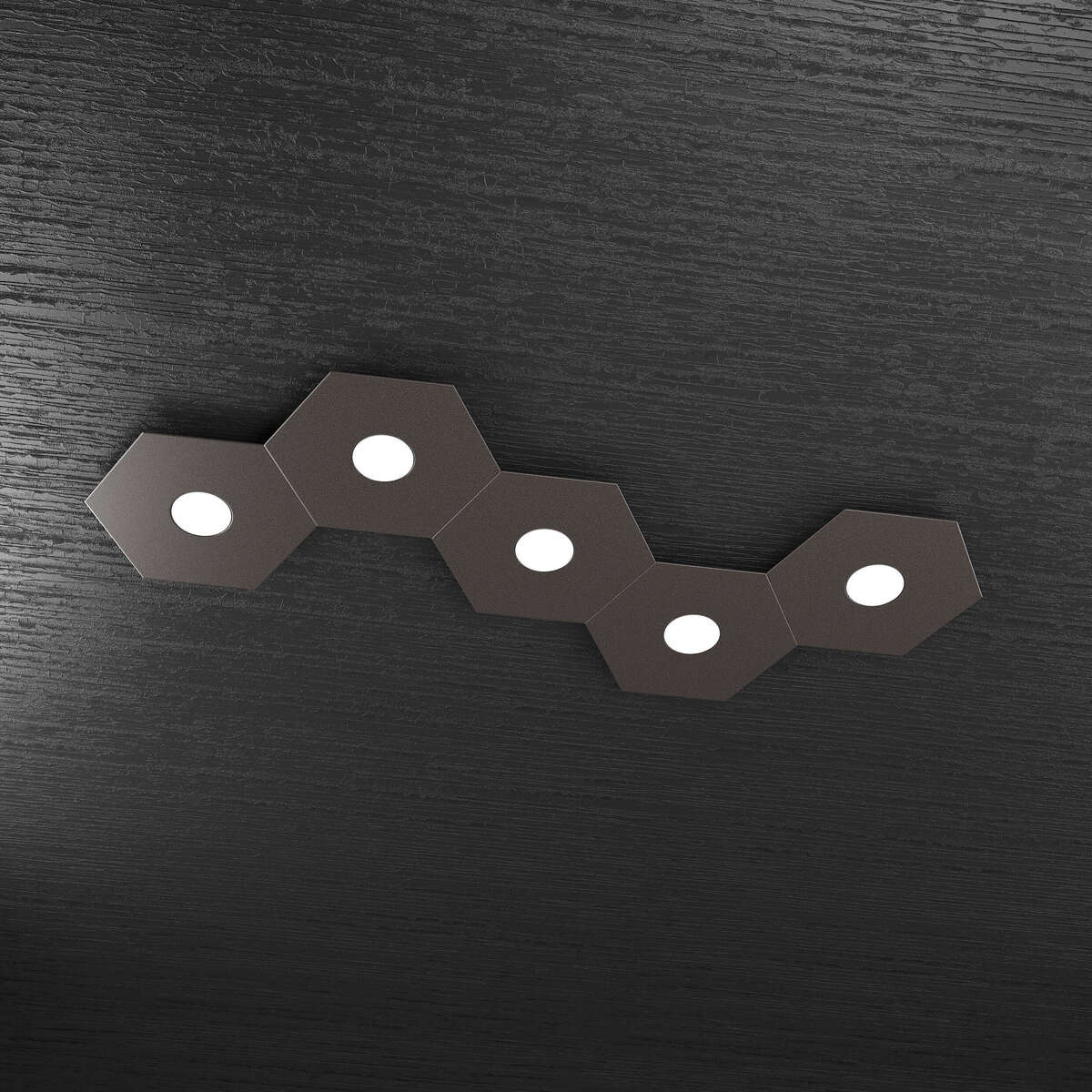 1142/5L-MA HEXAGON APPLIQUE/PLAFONIERA 5 LUCI MARRONE