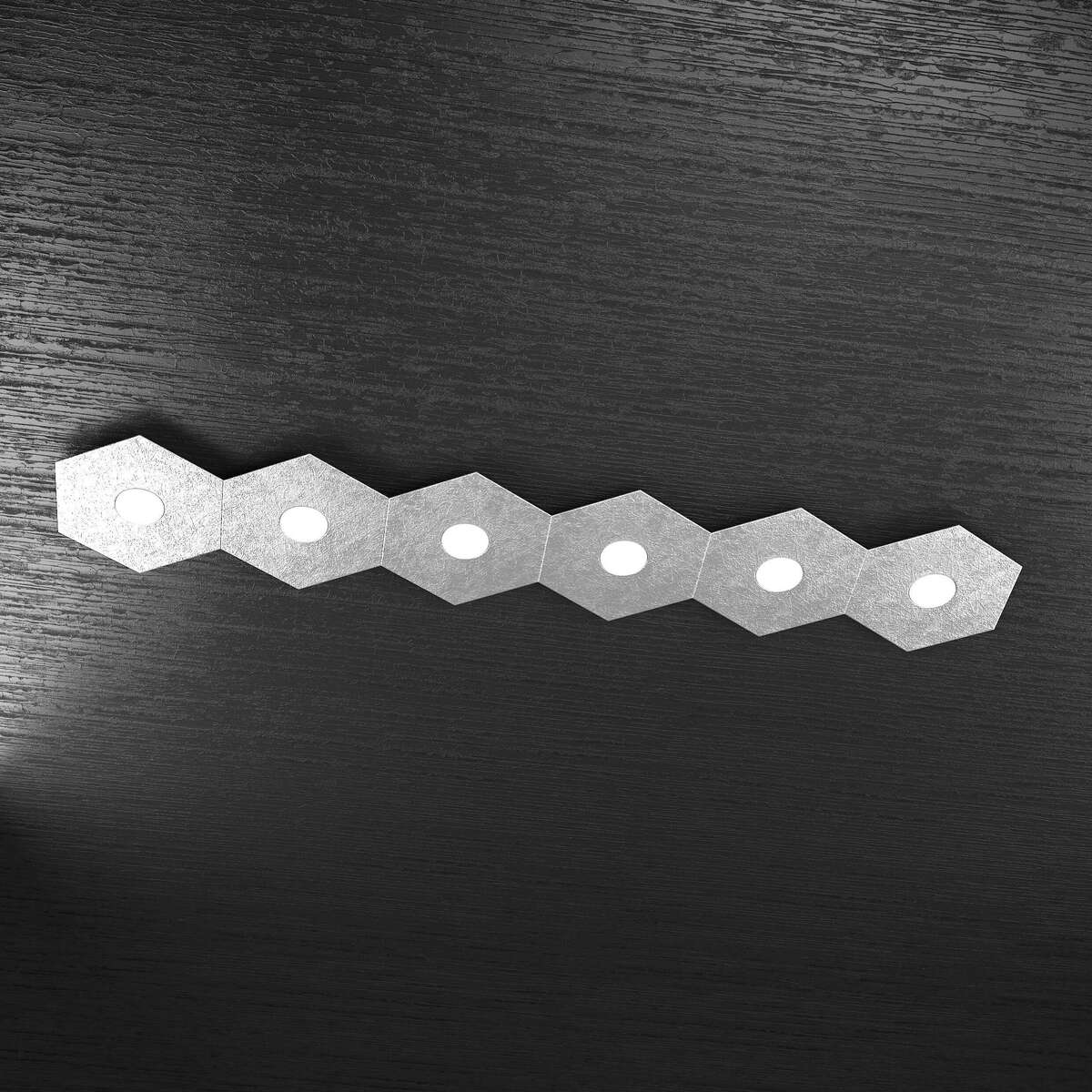 1142/6L-FA HEXAGON APPLIQUE/PLAFONIERA 6 LUCI FOGLIA ARGENTO