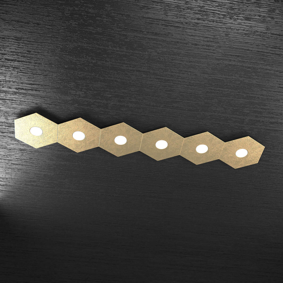 1142/6L-FO HEXAGON APPLIQUE/PLAFONIERA 6 LUCI FOGLIA ORO