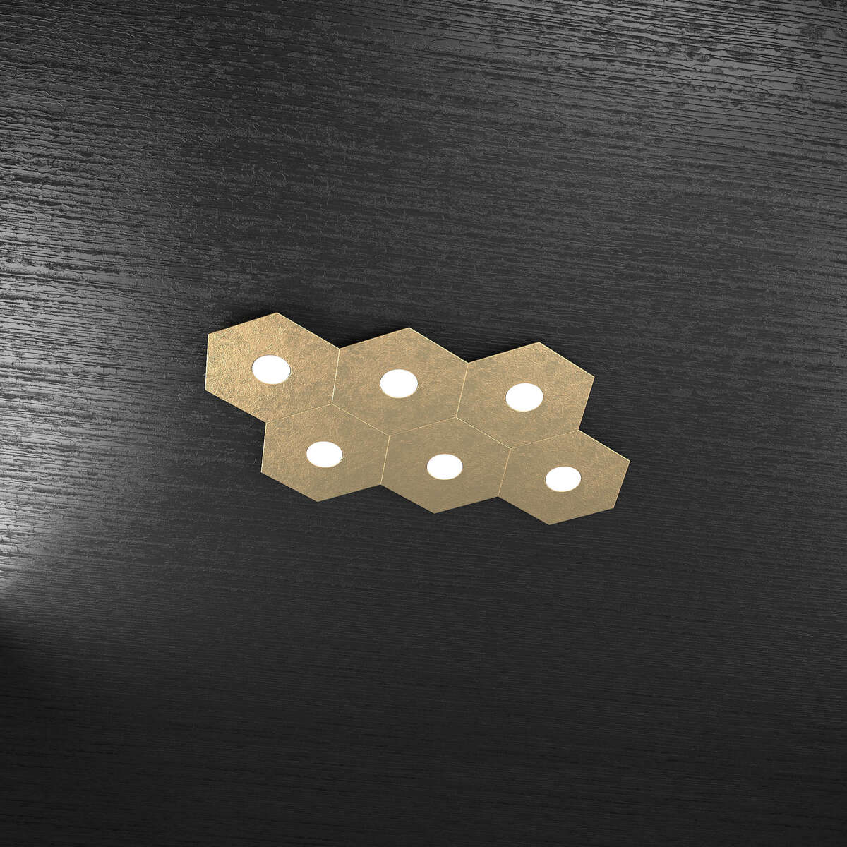 1142/6L-FO HEXAGON APPLIQUE/PLAFONIERA 6 LUCI FOGLIA ORO
