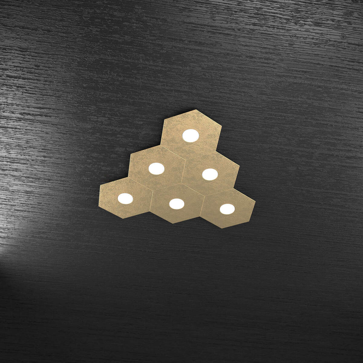 1142/6L-FO HEXAGON APPLIQUE/PLAFONIERA 6 LUCI FOGLIA ORO