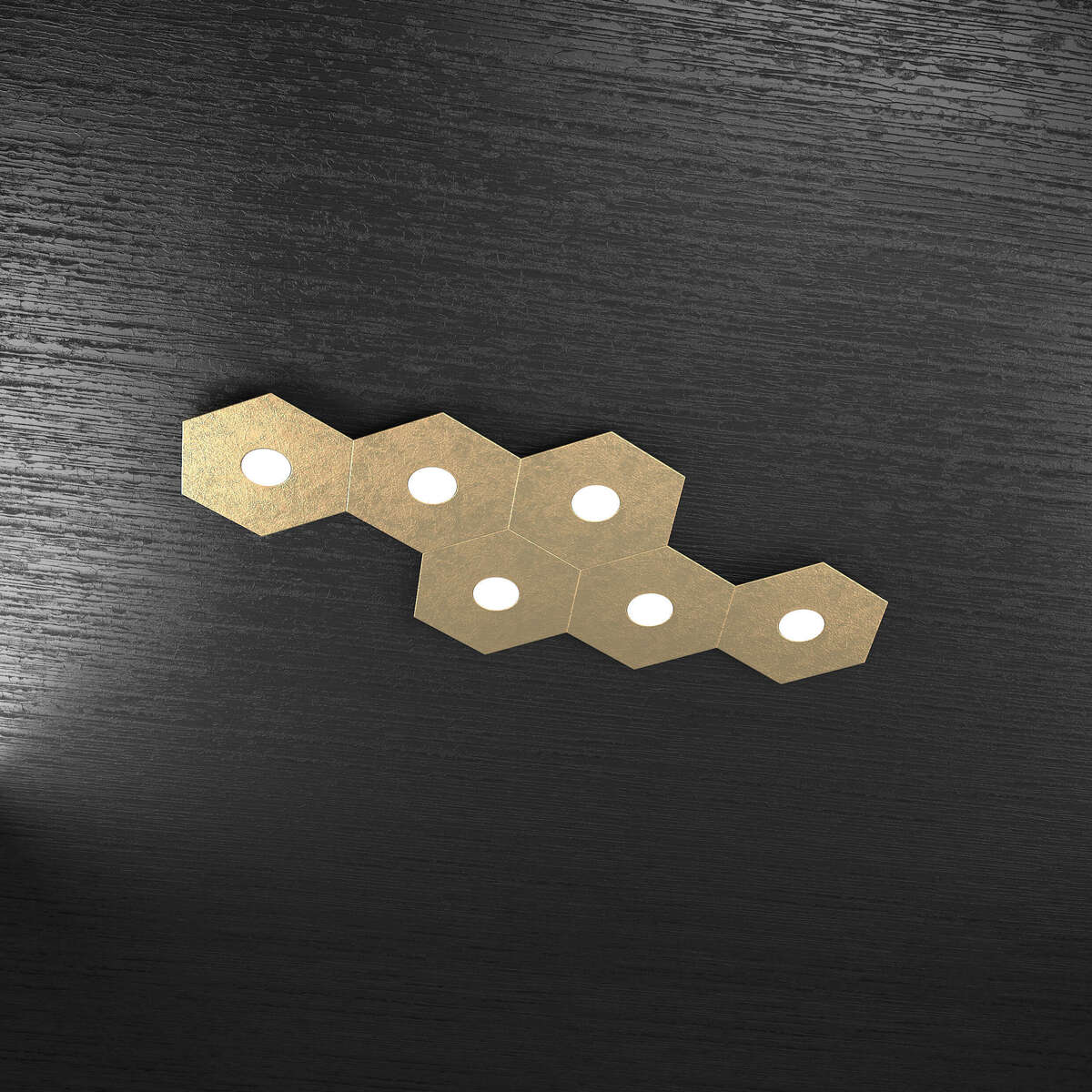 1142/6L-FO HEXAGON APPLIQUE/PLAFONIERA 6 LUCI FOGLIA ORO