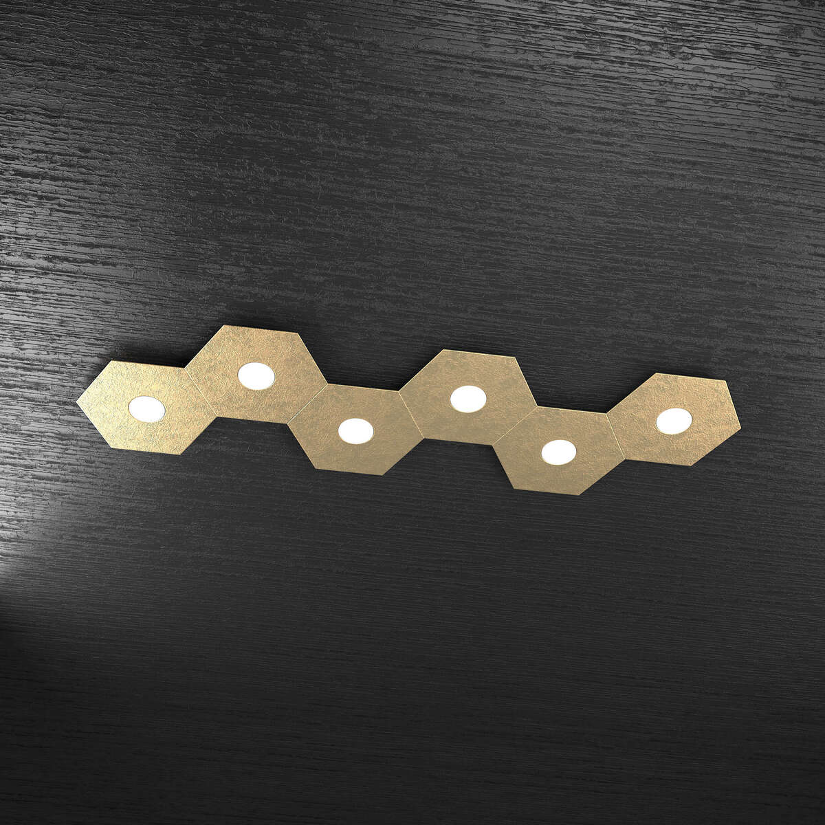 1142/6L-FO HEXAGON APPLIQUE/PLAFONIERA 6 LUCI FOGLIA ORO