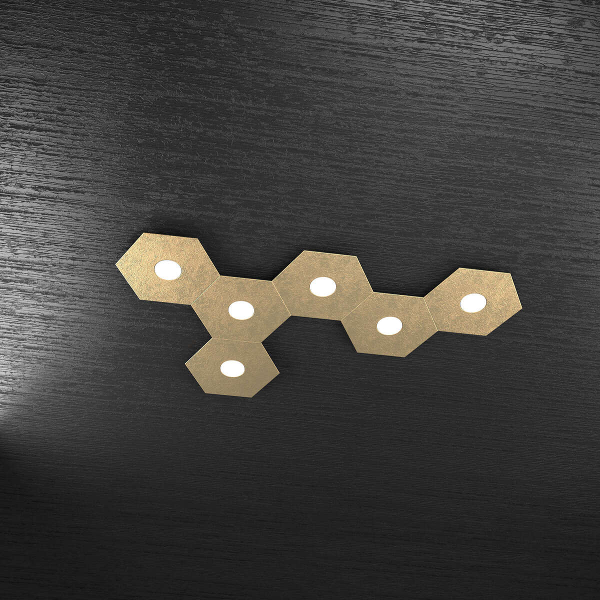 1142/6L-FO HEXAGON APPLIQUE/PLAFONIERA 6 LUCI FOGLIA ORO
