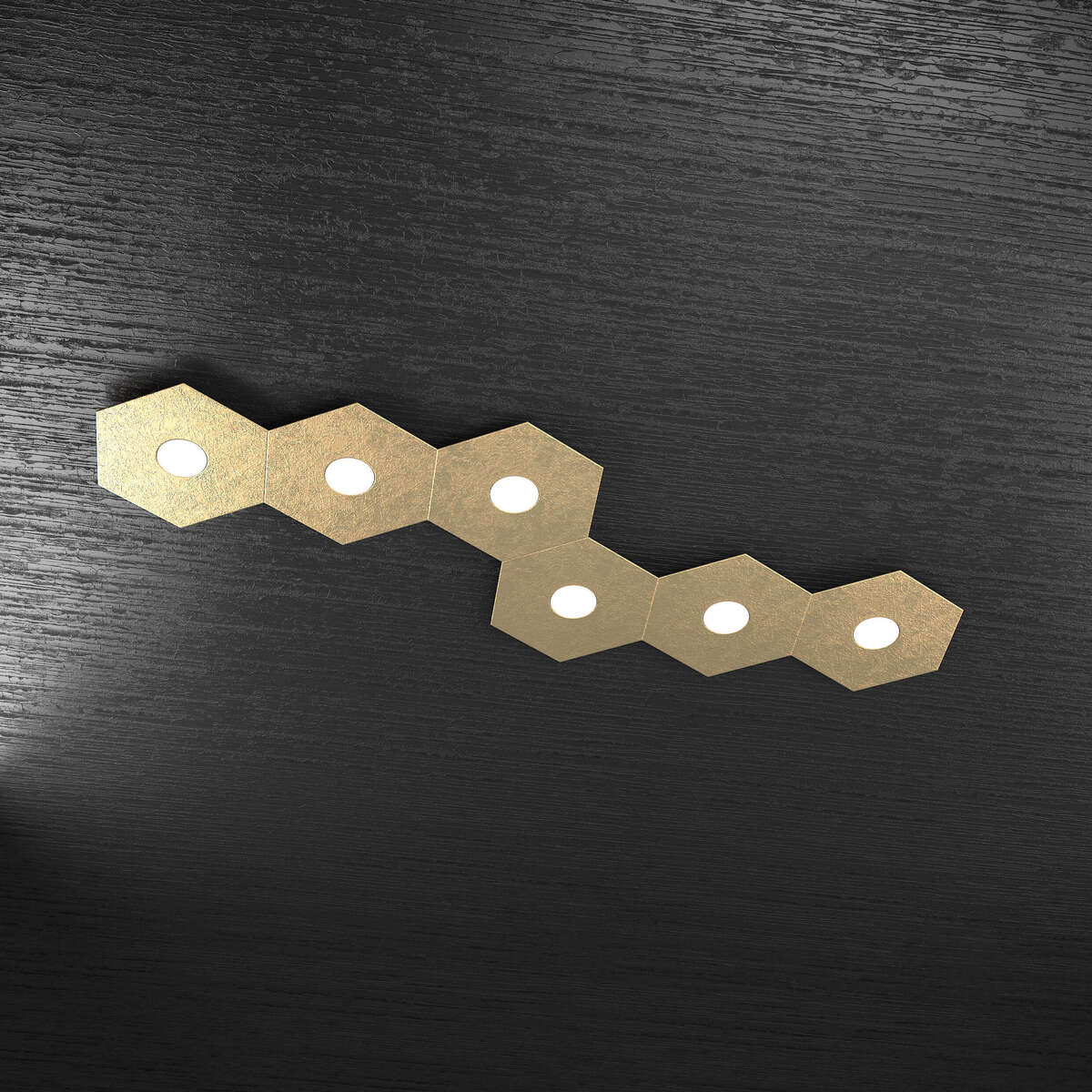 1142/6L-FO HEXAGON APPLIQUE/PLAFONIERA 6 LUCI FOGLIA ORO
