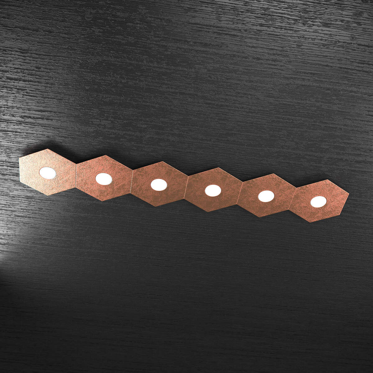 1142/6L-FR HEXAGON APPLIQUE/PLAFONIERA 6 LUCI FOGLIA RAME