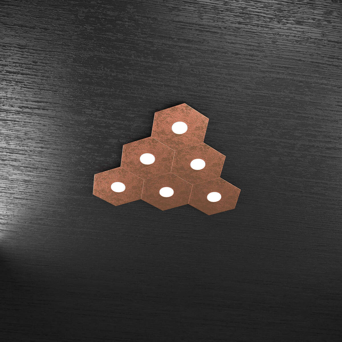 1142/6L-FR HEXAGON APPLIQUE/PLAFONIERA 6 LUCI FOGLIA RAME
